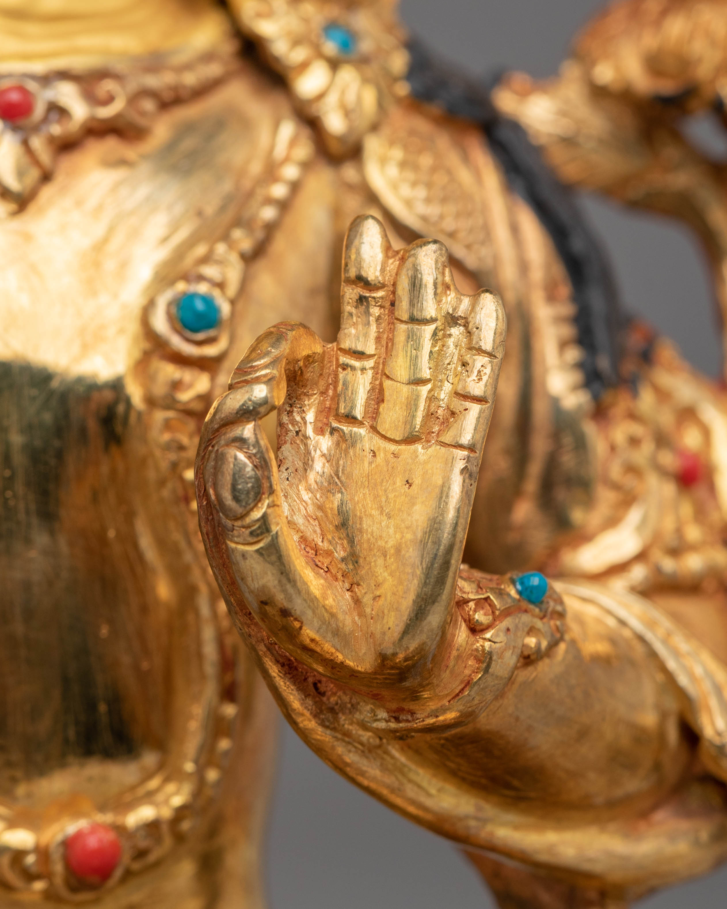 Sacred Wisdom Deity Manjushri Statue | Copper Body with Gold Plating