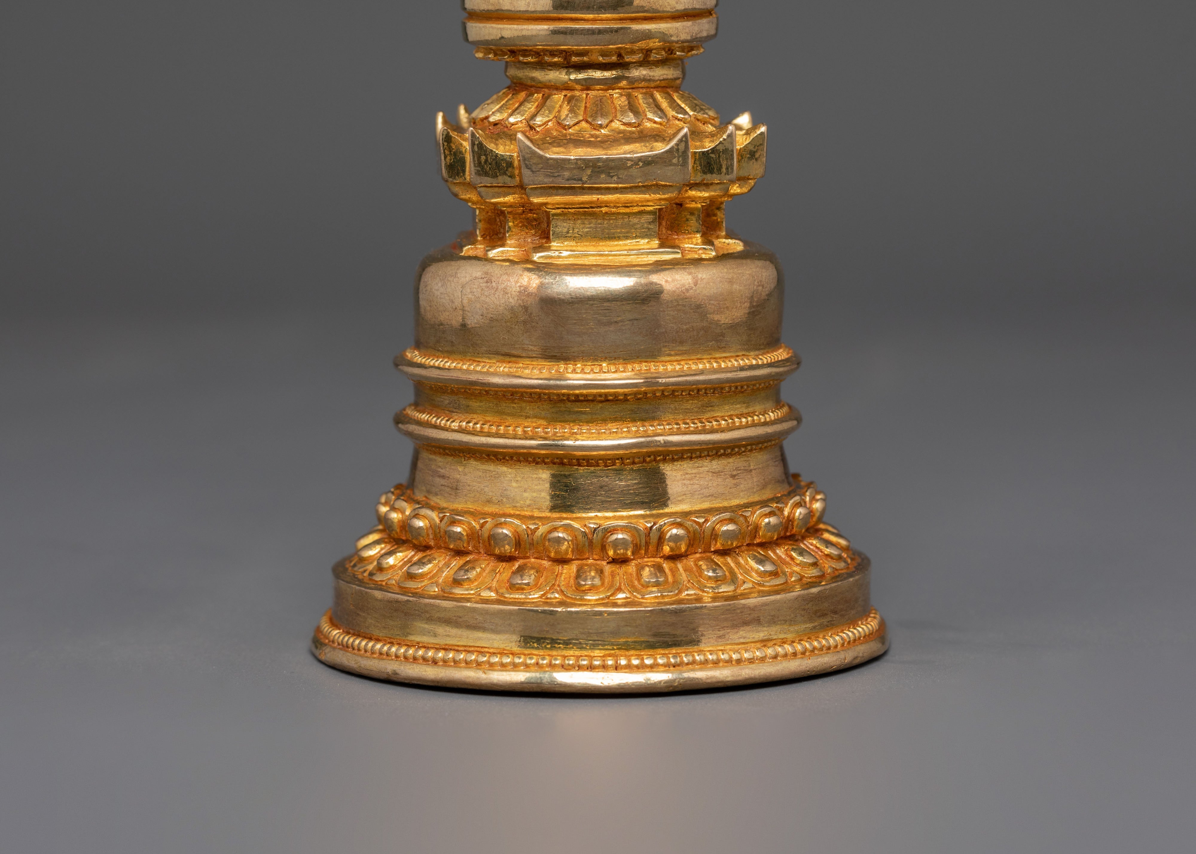 Sacred Gold Plated Stupa | Tibetan Buddhist Spiritual Decor