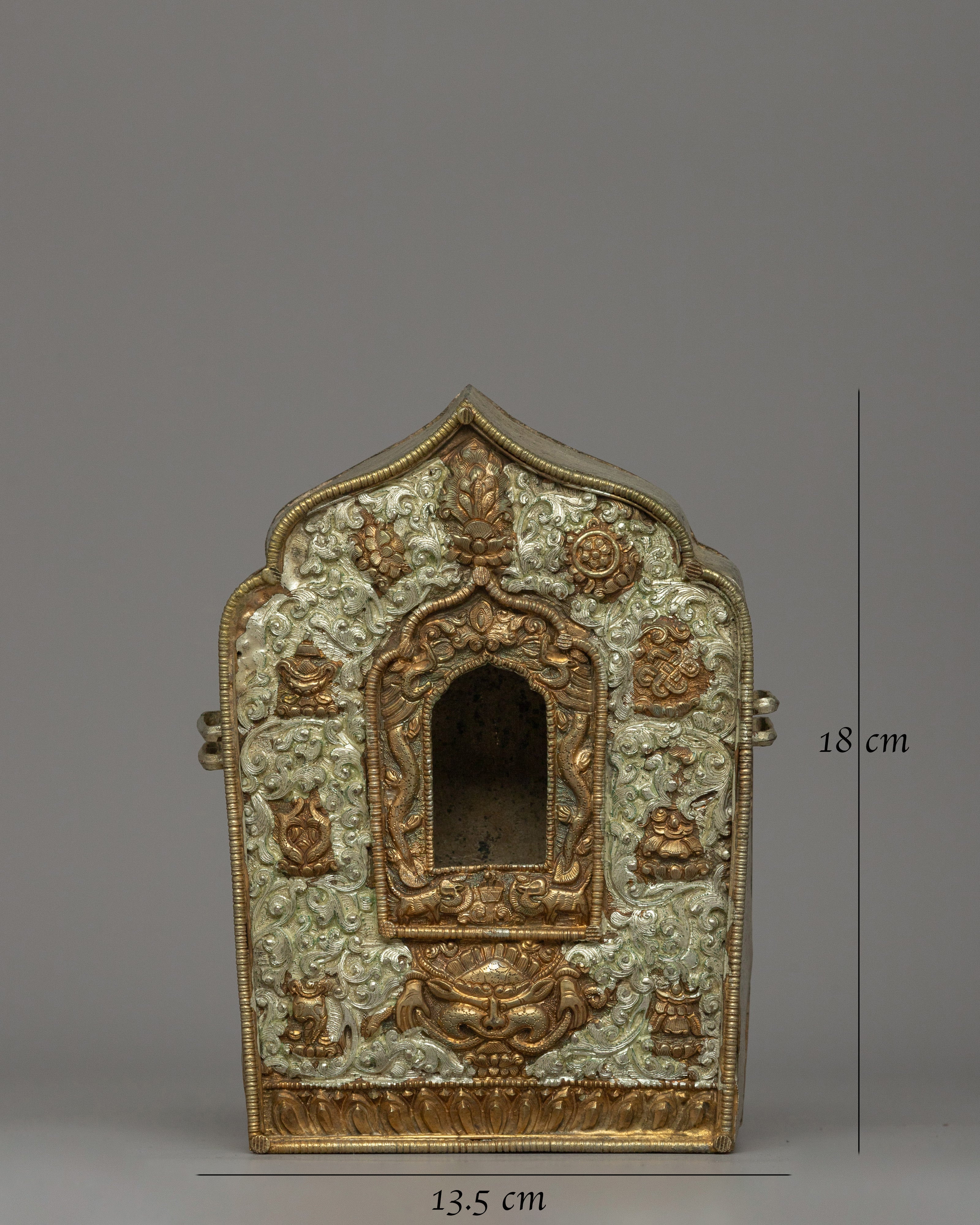 Electro Plated Gold and Silver Ghau Box | A Divine Buddhist Amulet