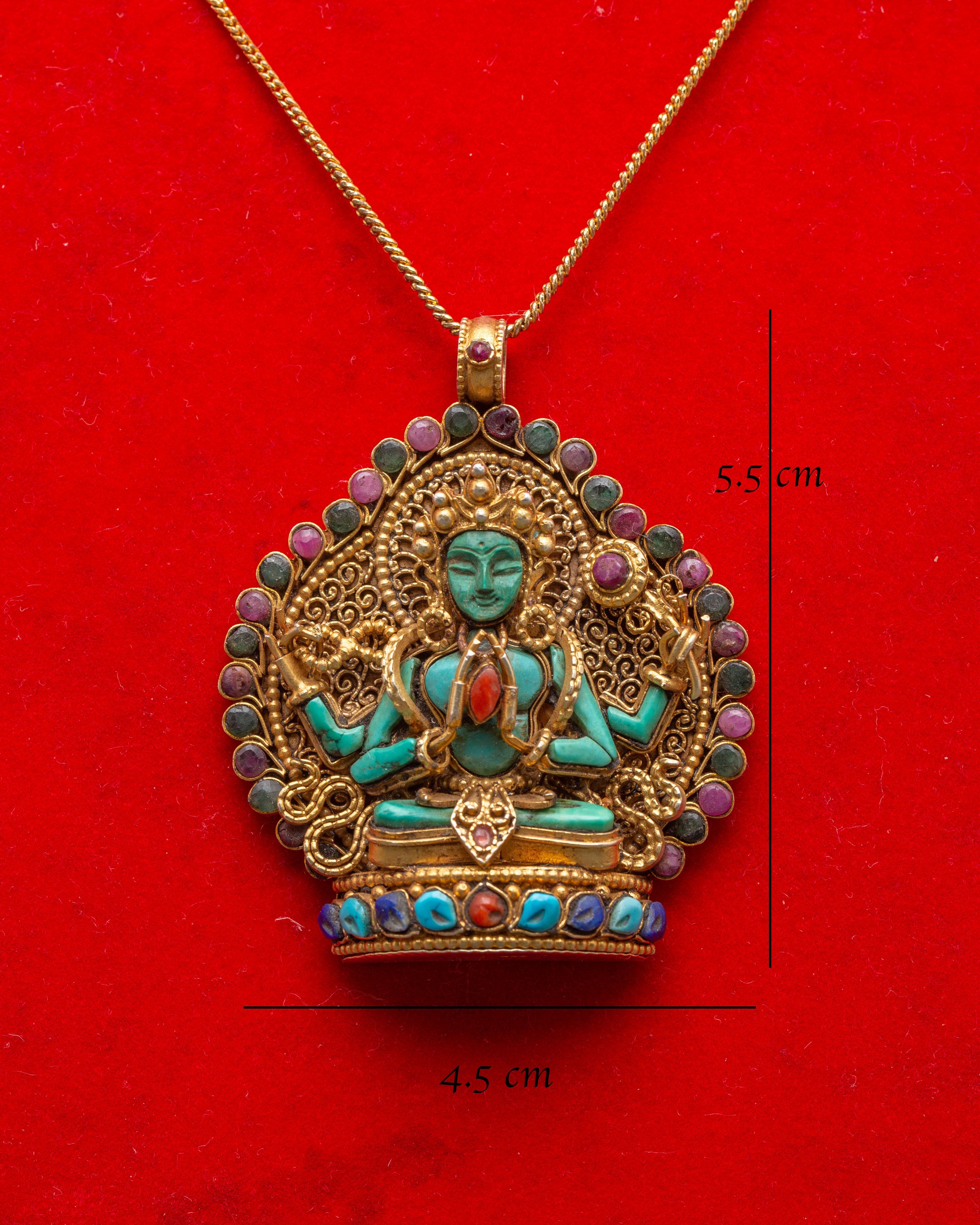 Traditional Chenrezig Statue Locket | Deity of Compassion