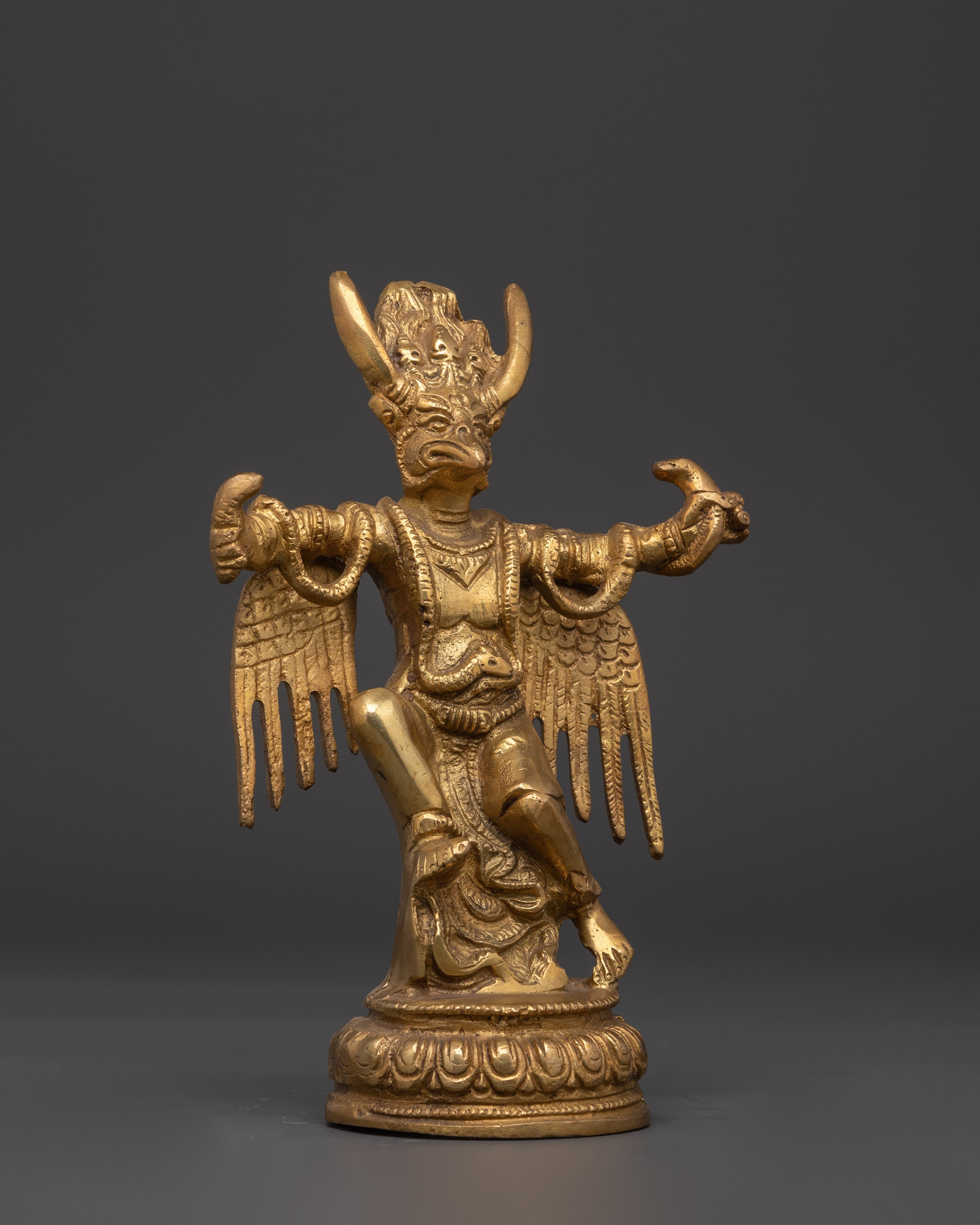 Handcrafted Tibetan Garuda Protector | Brass Buddhist Statue