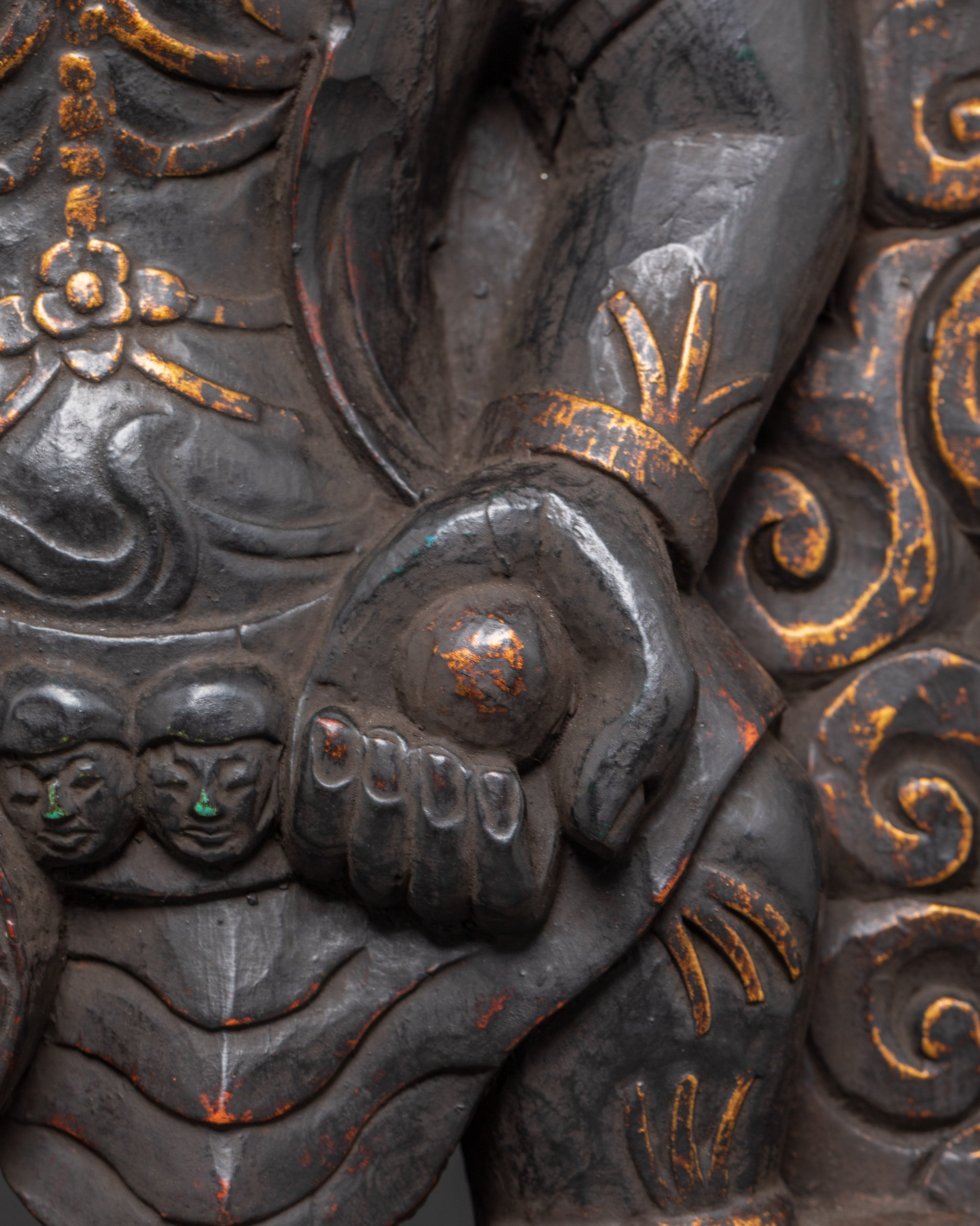 Protector Deity Sakya Mahakala Sculpture | Brass Buddhist Statue for Spiritual Protection