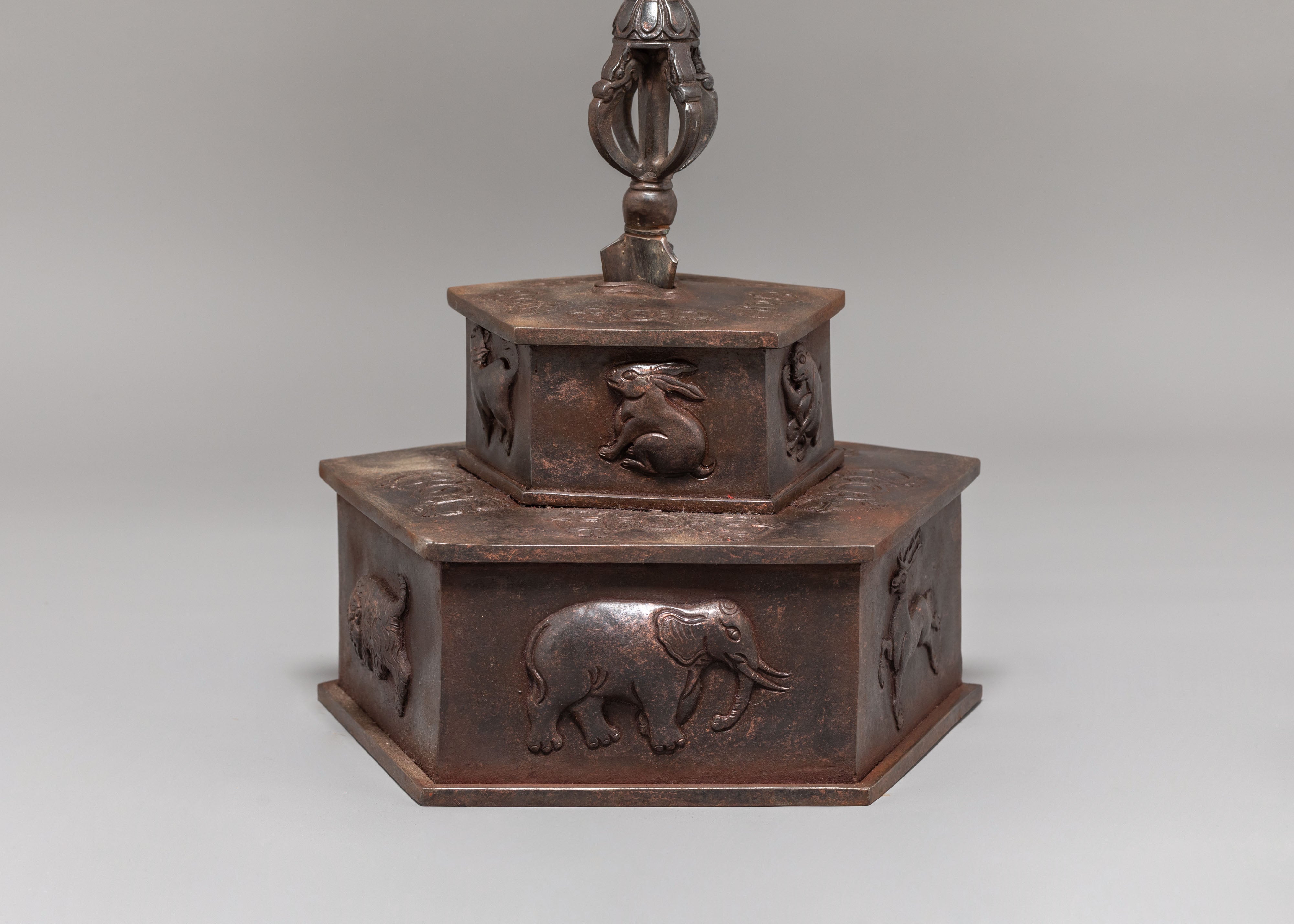 Sacred Ritual Item Khatan | Tibetan Oxidized Copper Ritual Staff