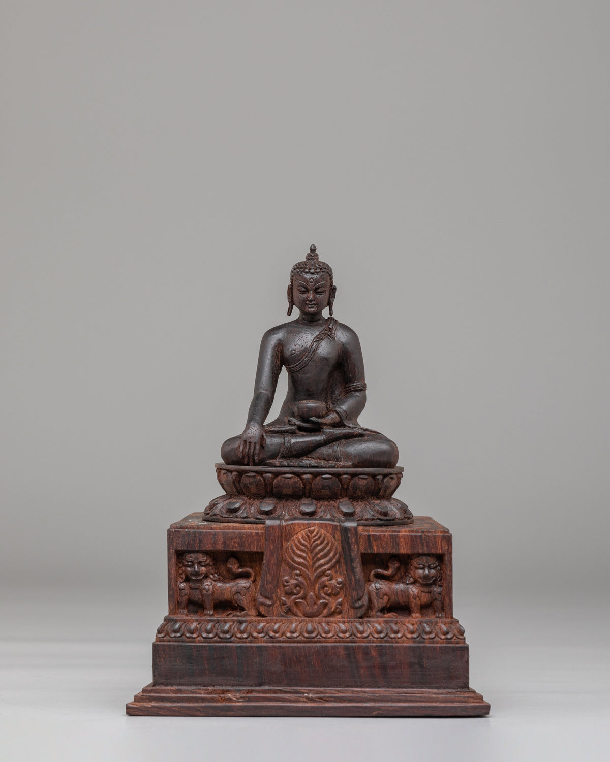 Sacred Shakyamuni Sculpture | Hand-Carved Wooden Artwork