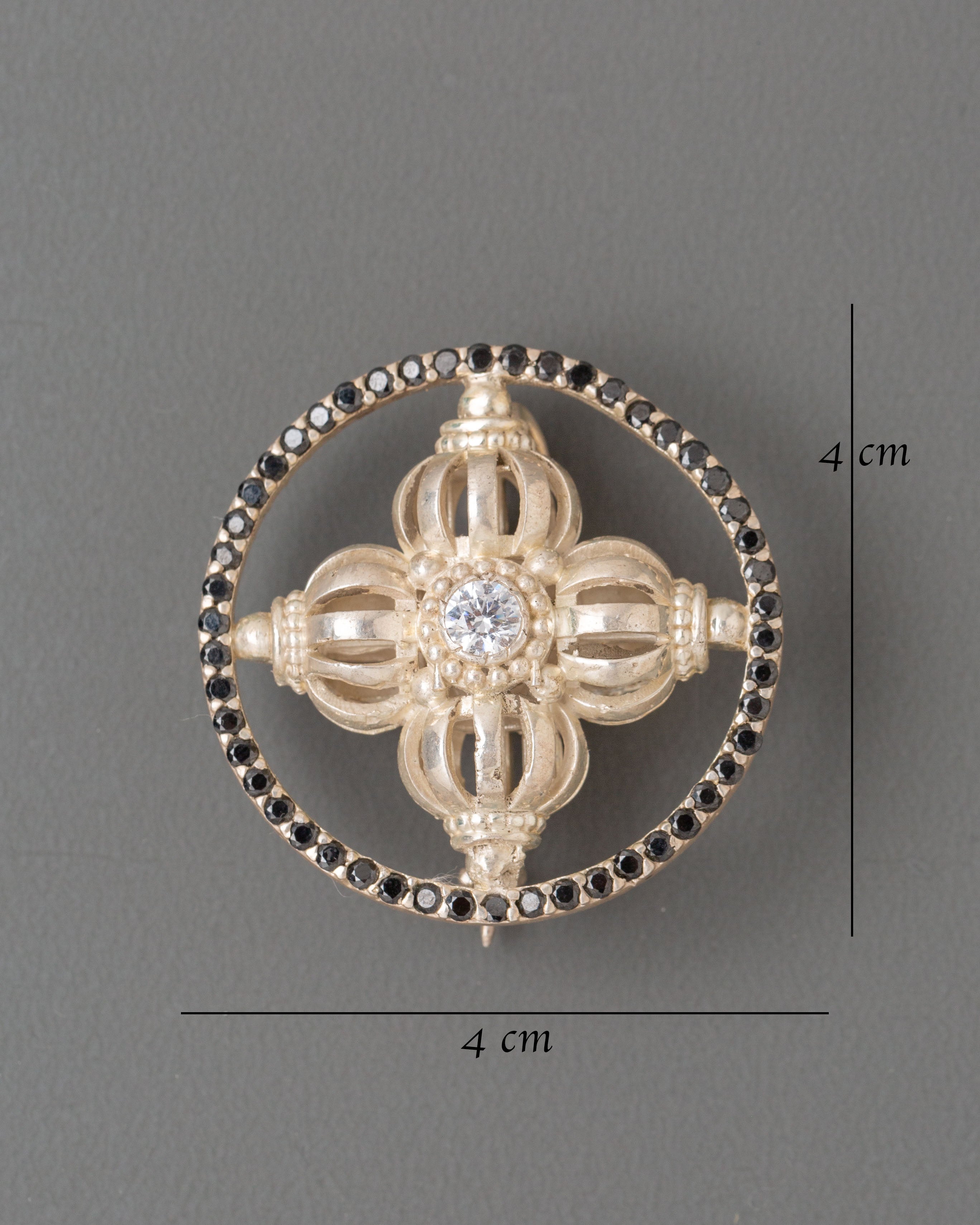 Handmade Vishvavajra Brooch | 92.5 Silver Buddhist Protection Symbol