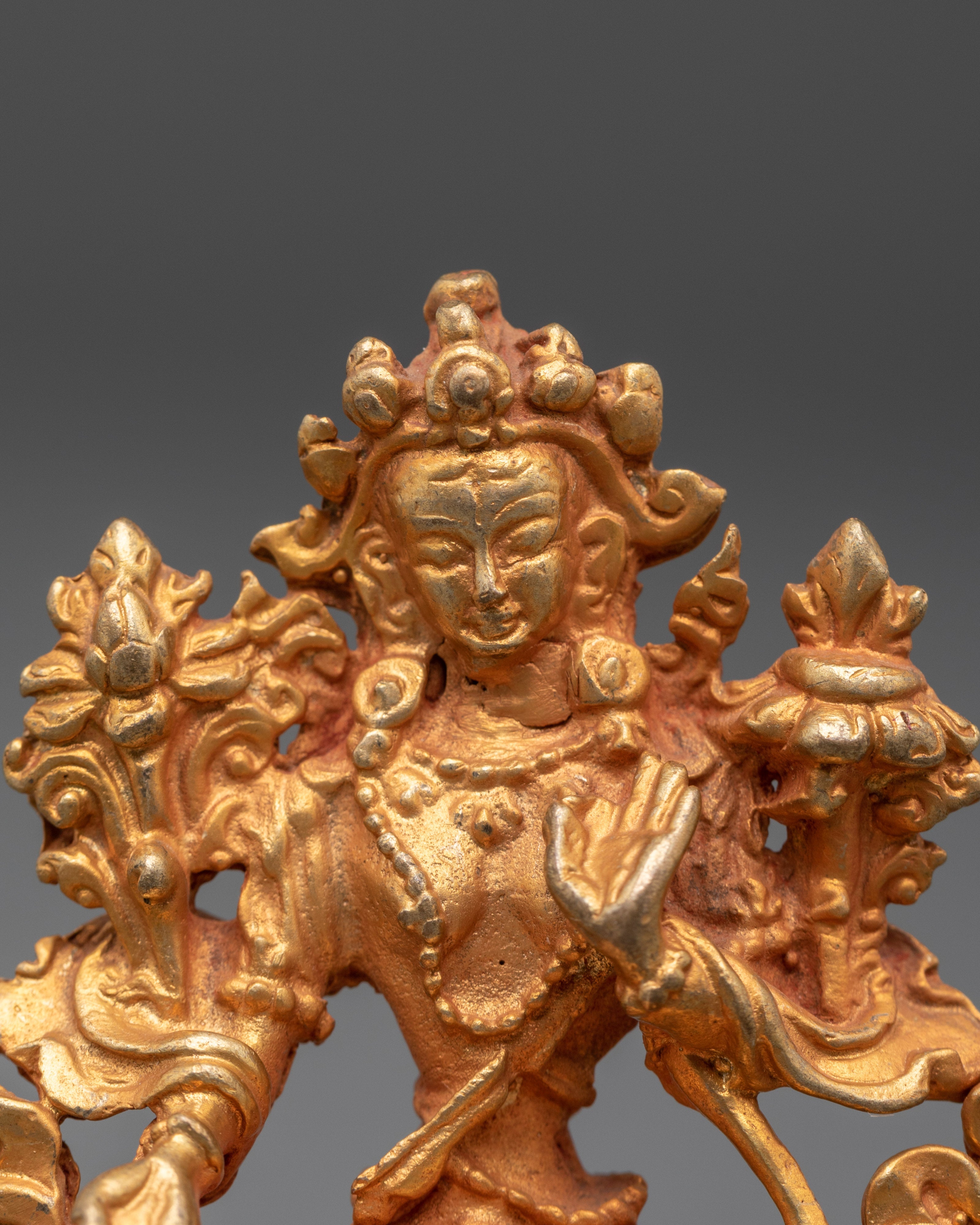 Handcrafted Drolkar Statue | Copper Gold Plated White Tara