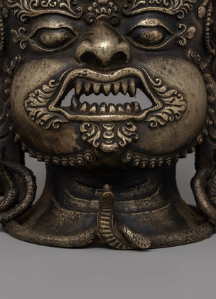 Bronze Bhairav Mask | Sacred Wall Sculpture for Meditation & Decor | Traditional Gift Idea From Nepal