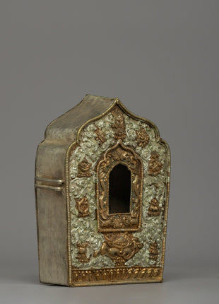 Electro Plated Gold and Silver Ghau Box | A Divine Buddhist Amulet