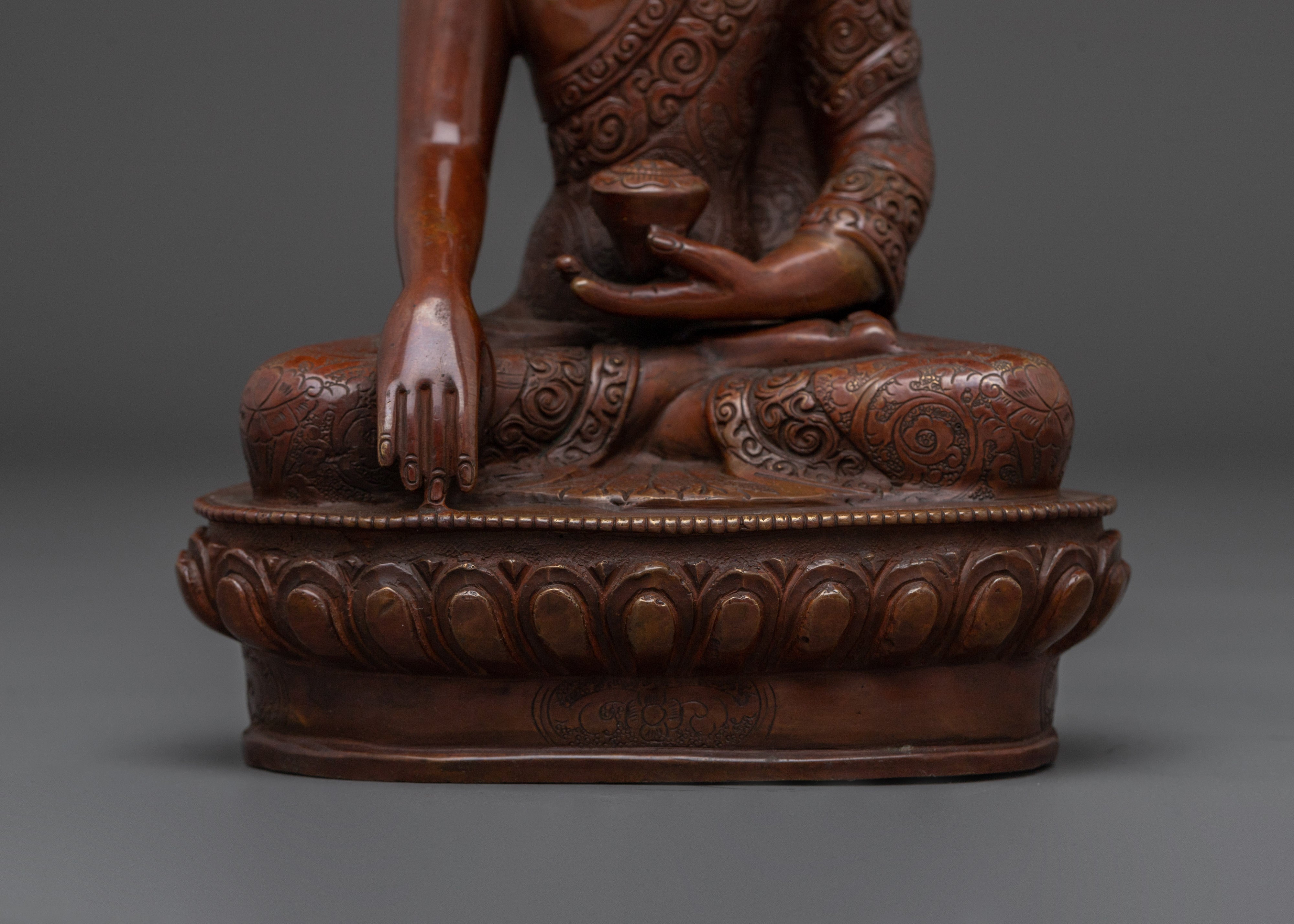 Handcrafted Oxidized Copper Shakyamuni Buddha Statue | Symbol of Peace