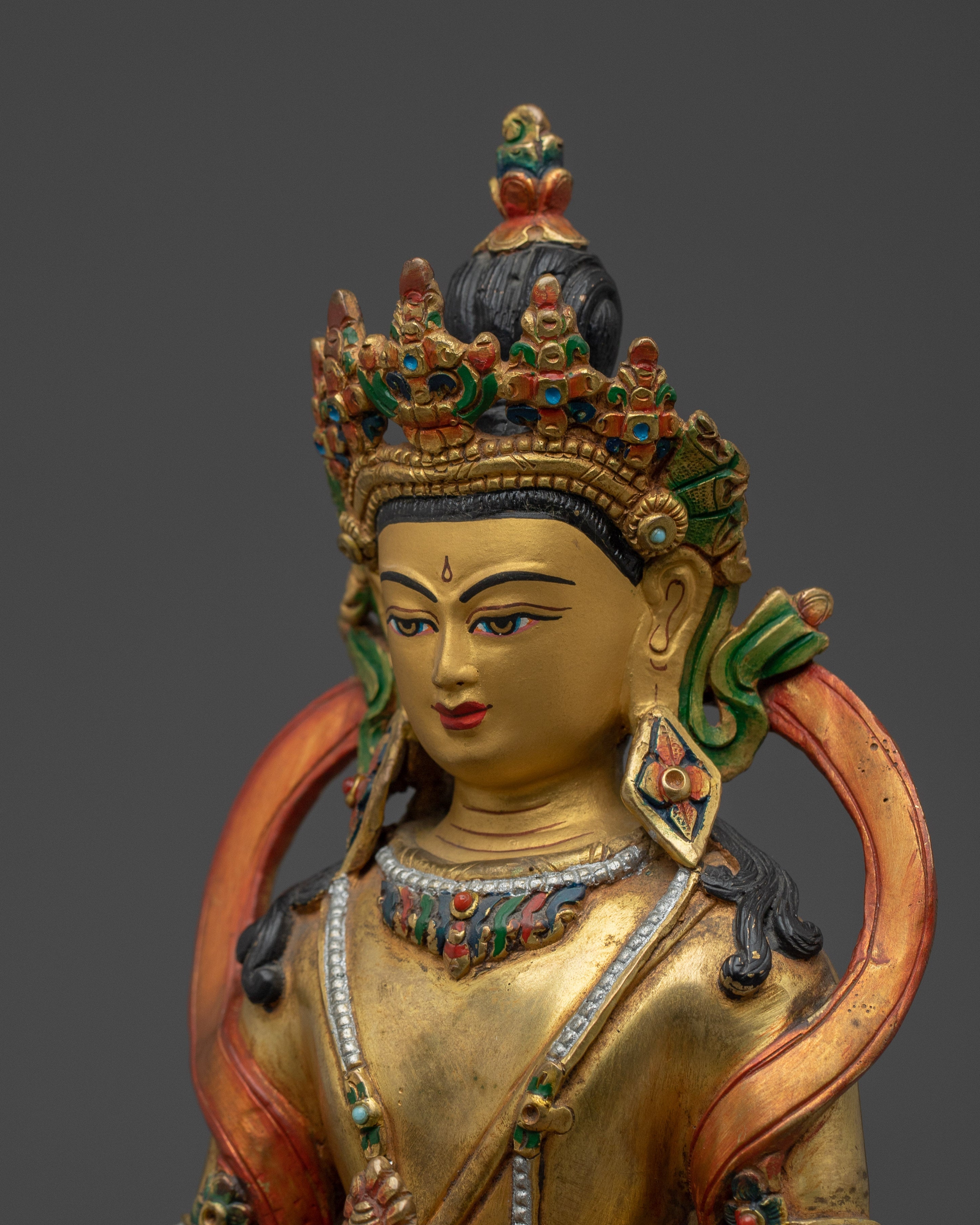 Colorful Amitayus Copper Statue | Buddhist Deity for Longevity