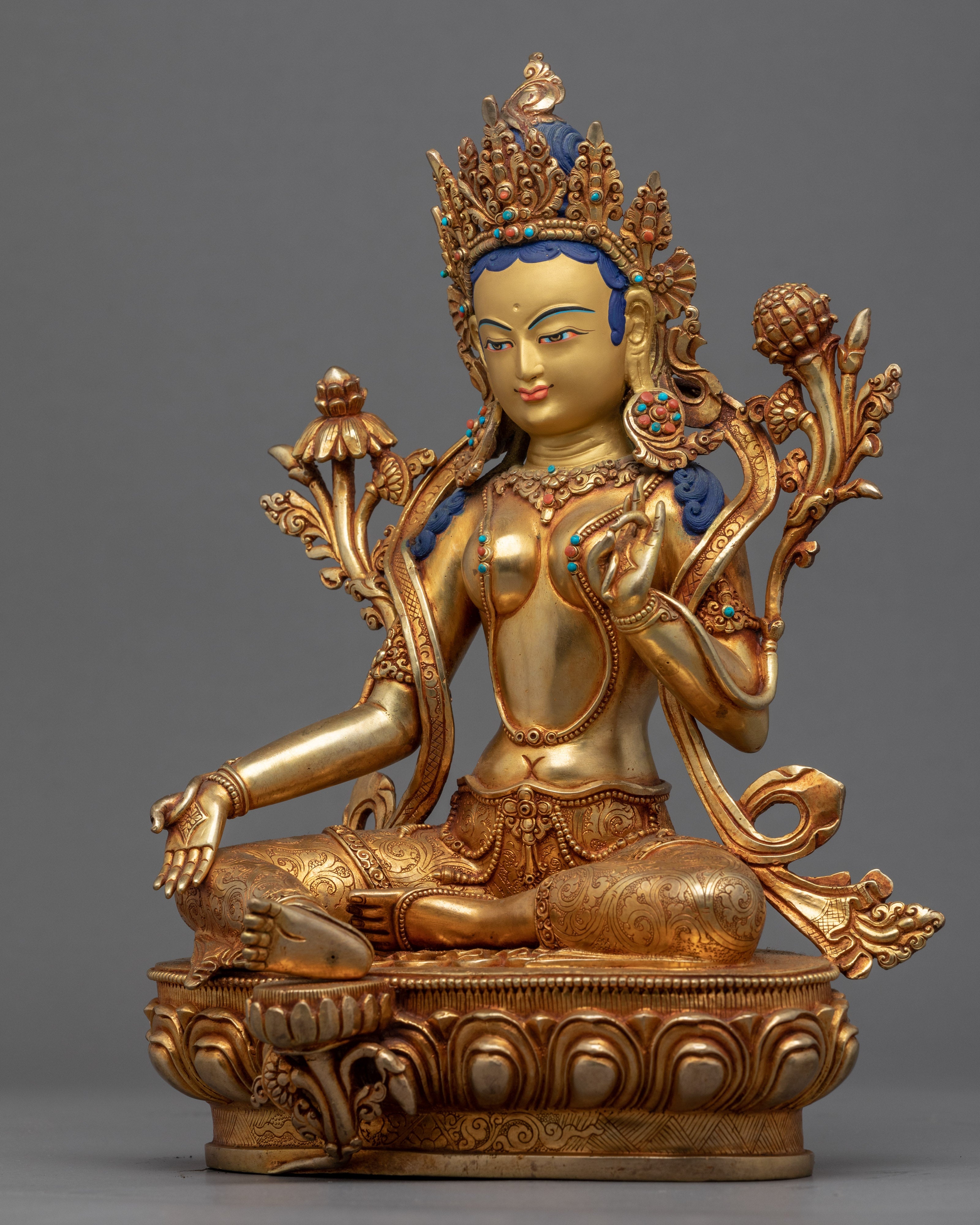 Tara Buddha Statue | Hand-Carved Mother Green Tara Artwork