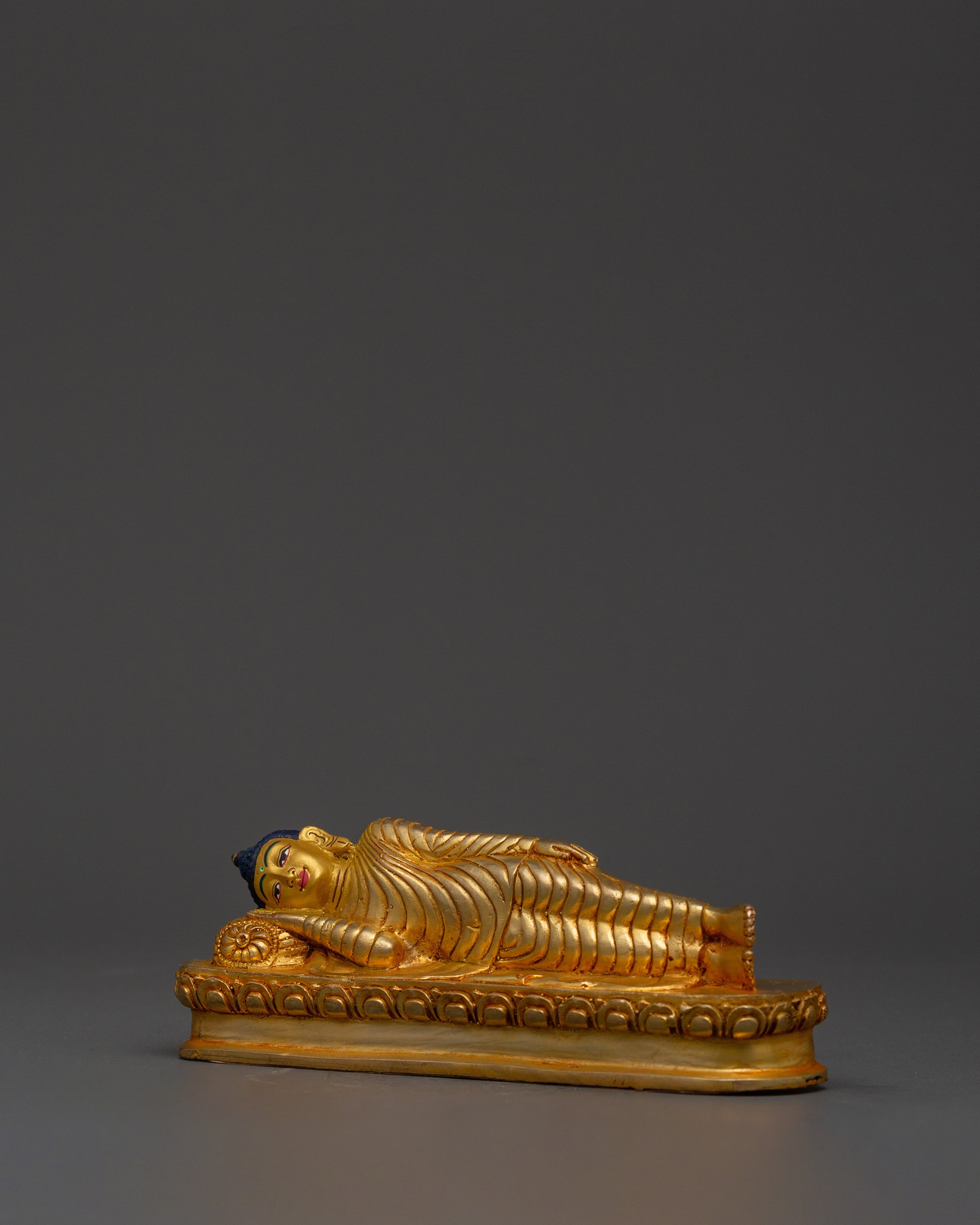 Gold-Plated Sleeping Buddha Statue | Meditation & Home Blessings