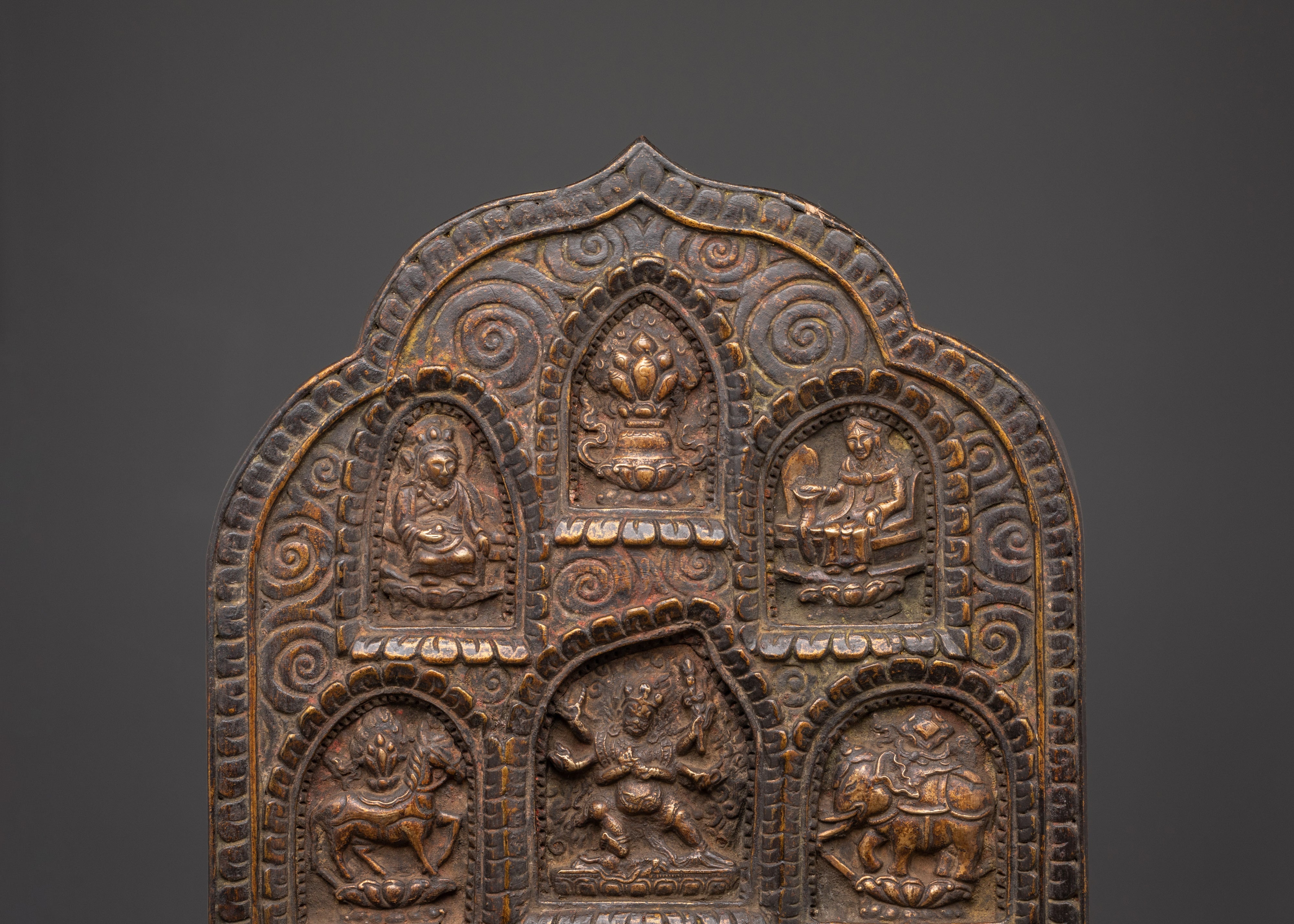 Handcrafted Buddhist Deities Plaque | Spiritual Relief Sculpture