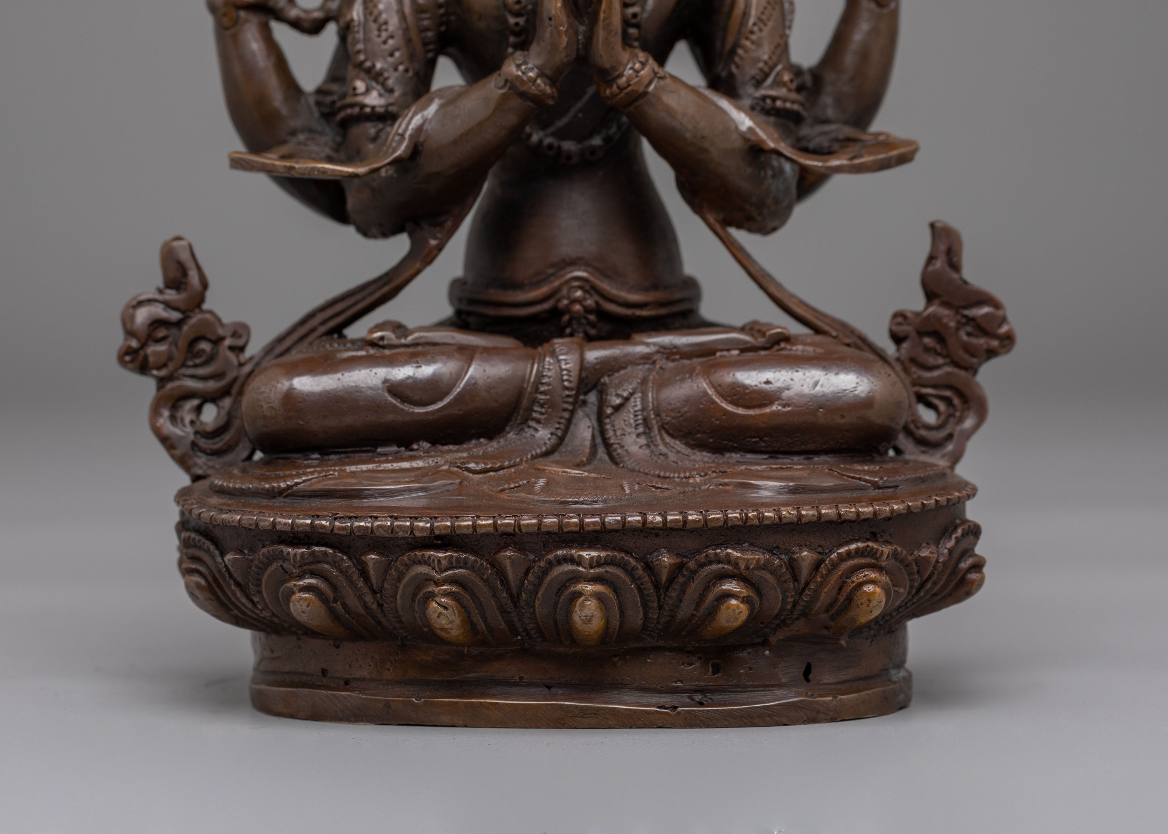 Tibetan Bodhisattva Chenrezig Statue | Handcrafted Tibetan Buddhist Art