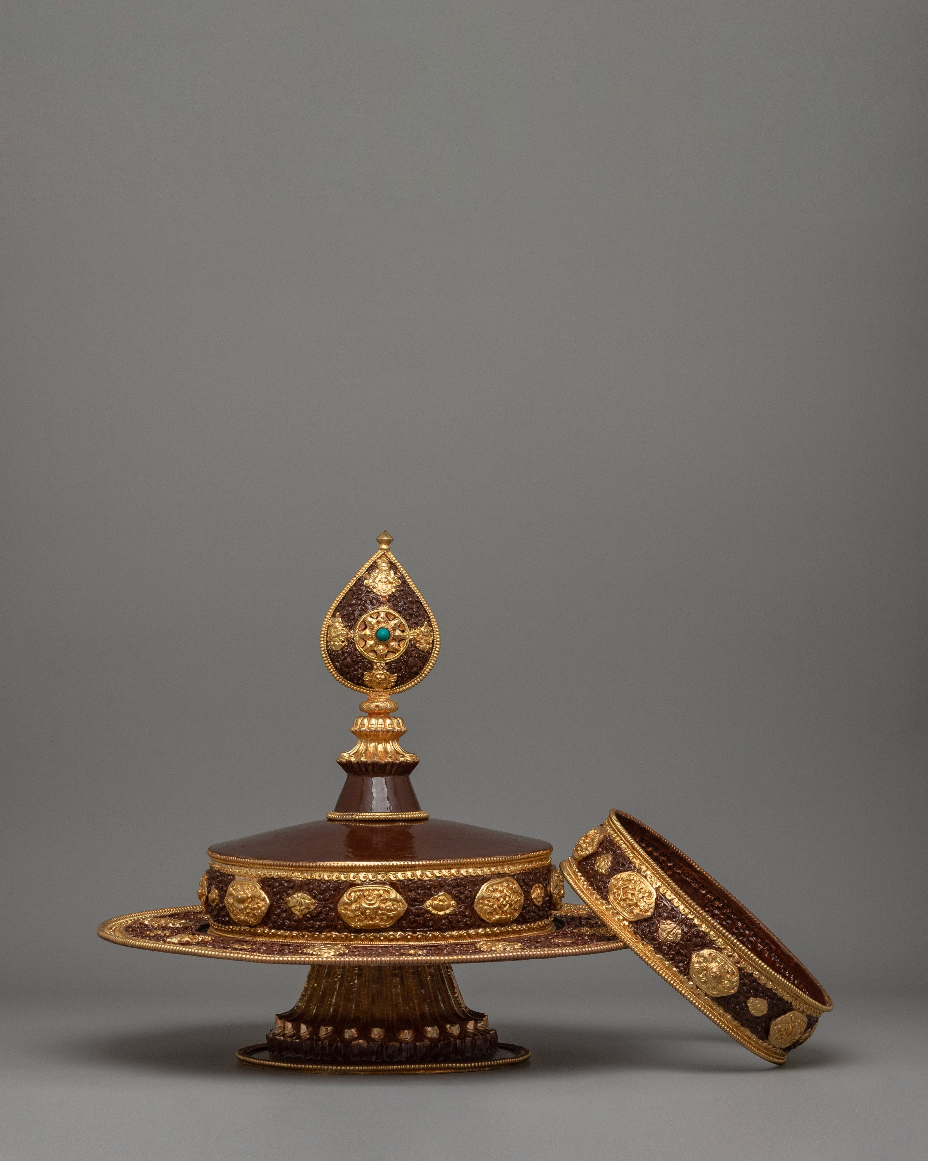 Tibetan Gold-Plated Ritual Mandala Set | Sacred Buddhist Mandala for Ritual Offerings