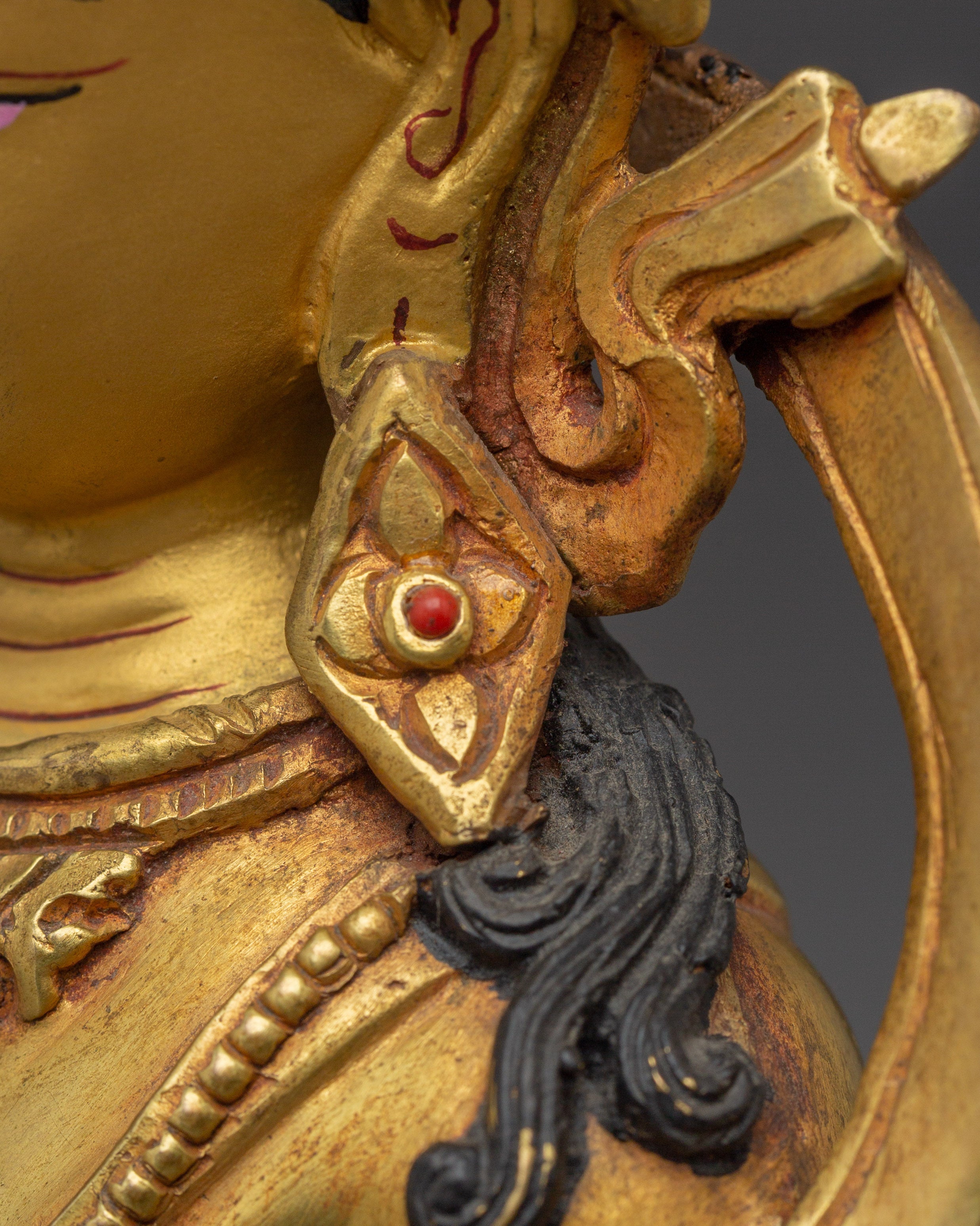 Gold Gilded Amitayus Buddha Copper Statue | Buddhist Altar Figure for Longevity