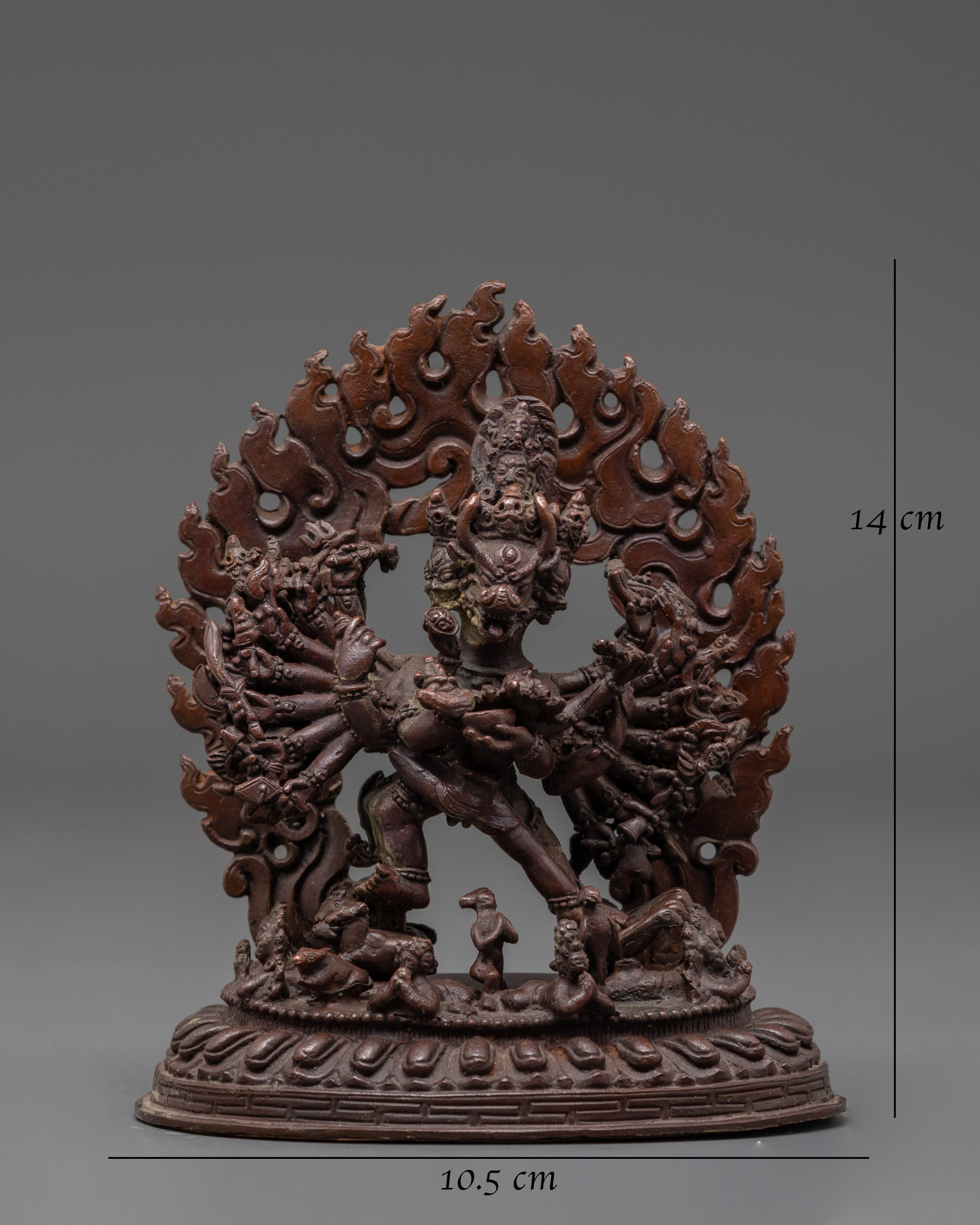 Oxidized Copper Yamantaka wth Consort Statue | Symbol of Fearlessness and Wisdom