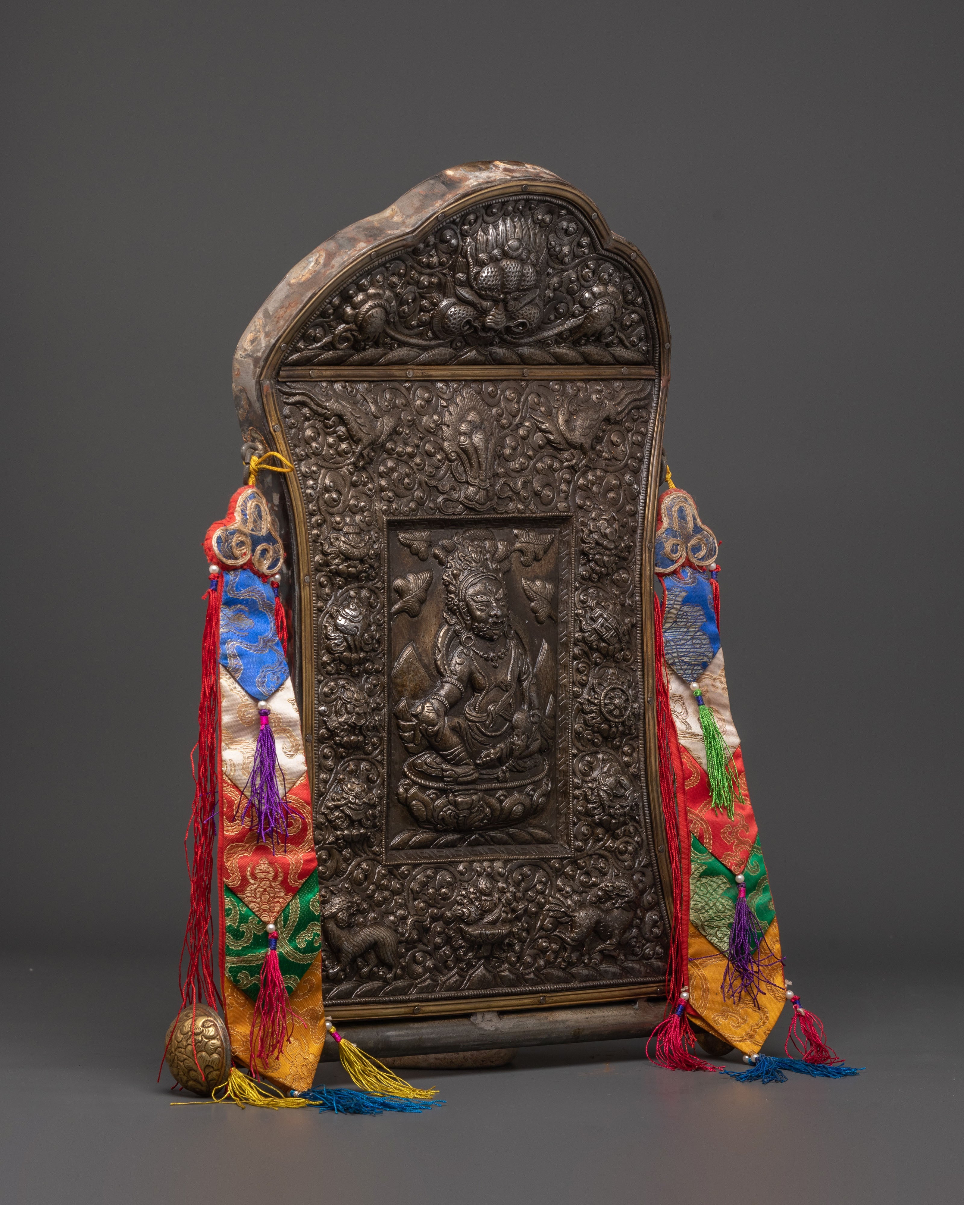 Handcrafted Dzambhala Metal Thangka | Spiritual Tibetan Buddhist Art