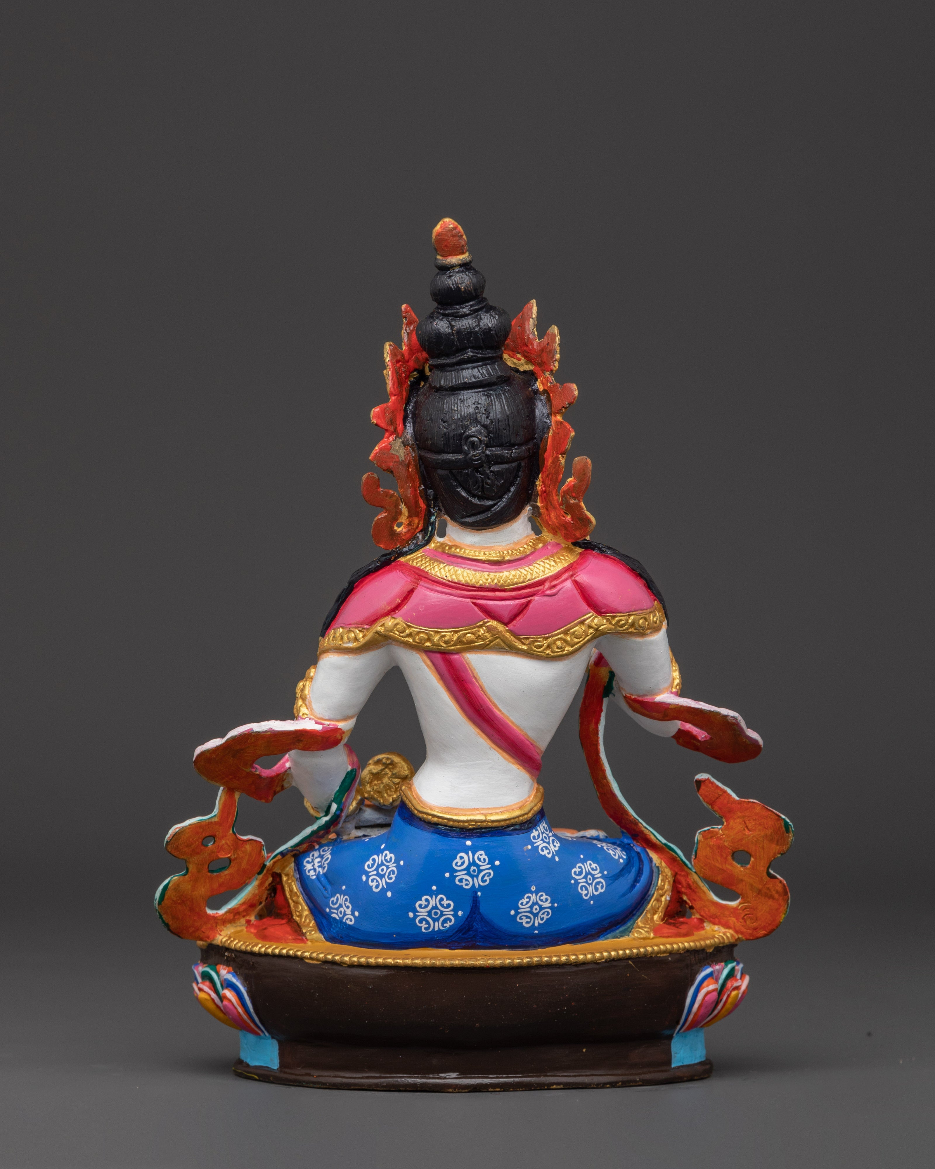 Handcrafted Tibetan Vajrasattva Sculpture | Copper & Acrylic Meditation Deity Figure