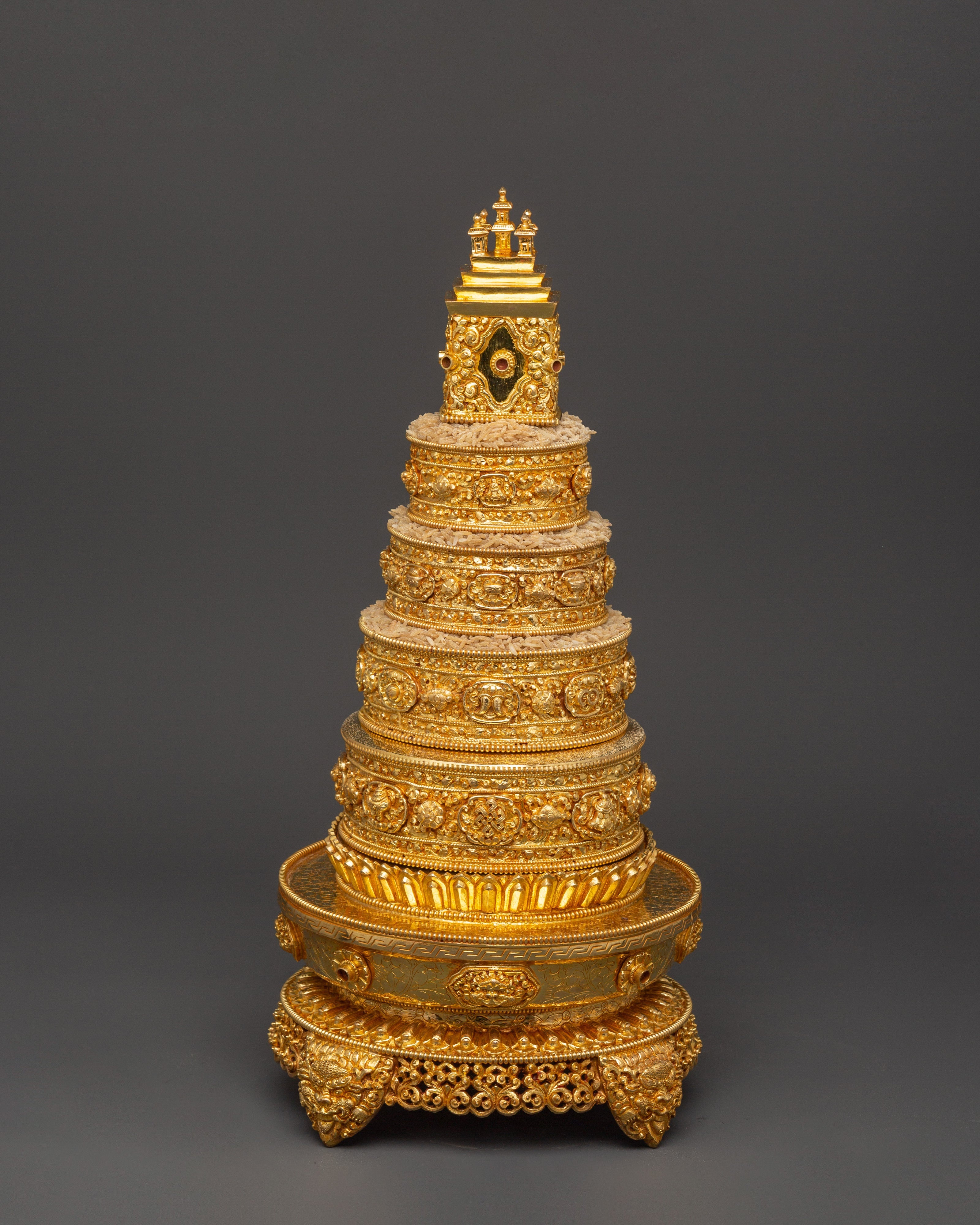 Sacred Mandala Copper Ritual Item | Gold-Plated Meditation Tool