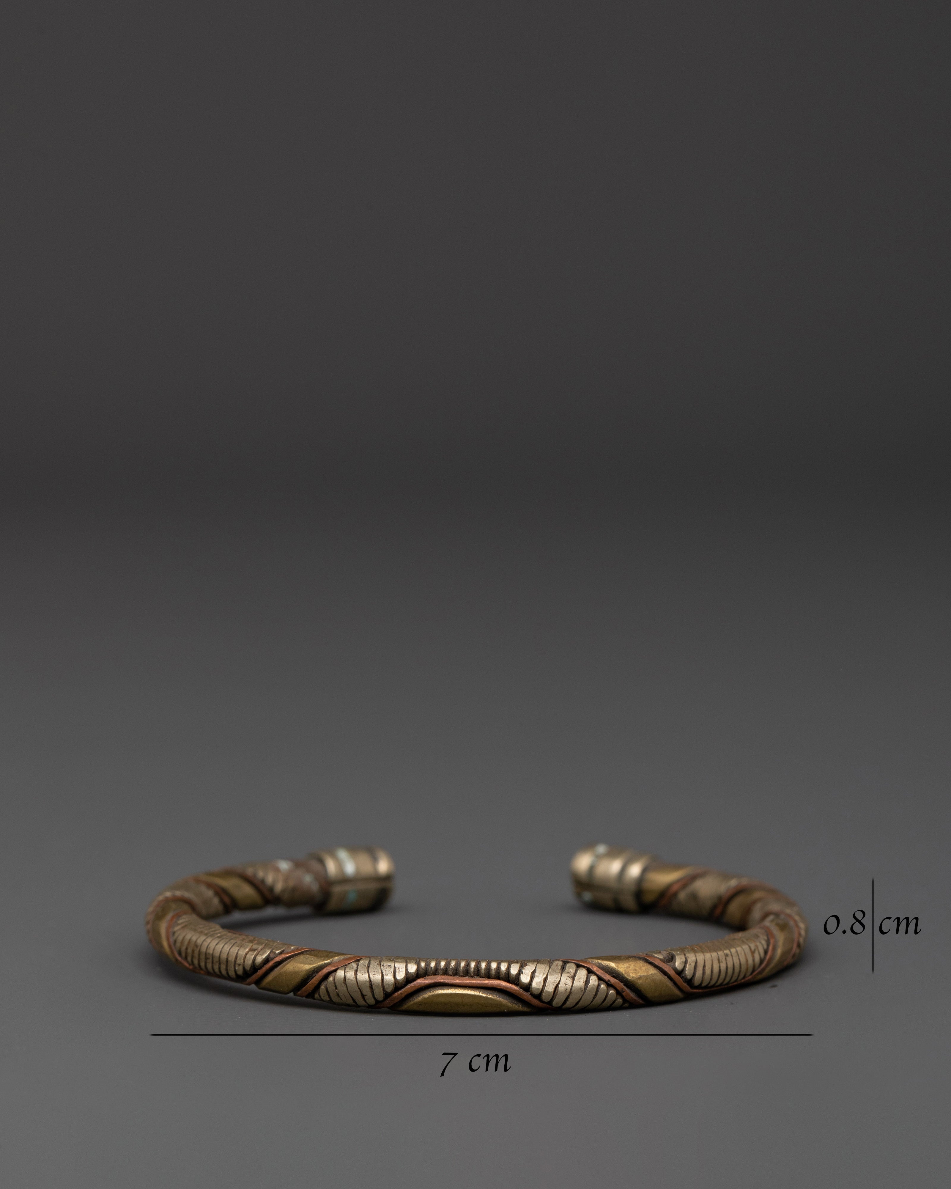 Handmade Buddhist Energy Bracelet | Twisted Copper White Metal Cuff
