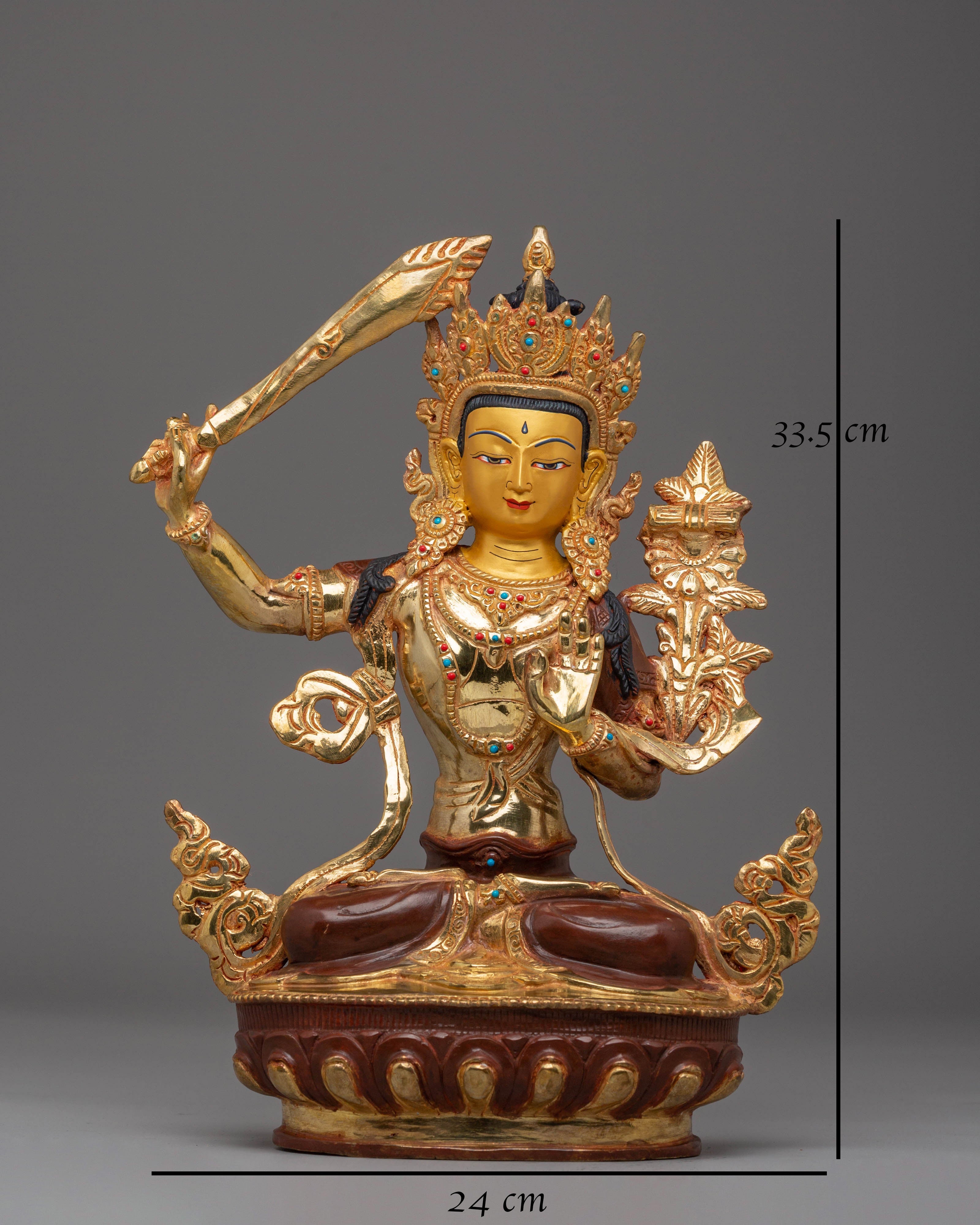 Wisdom Deity Manjushri Handmade Statue | Tibetan Himalayan Artwork