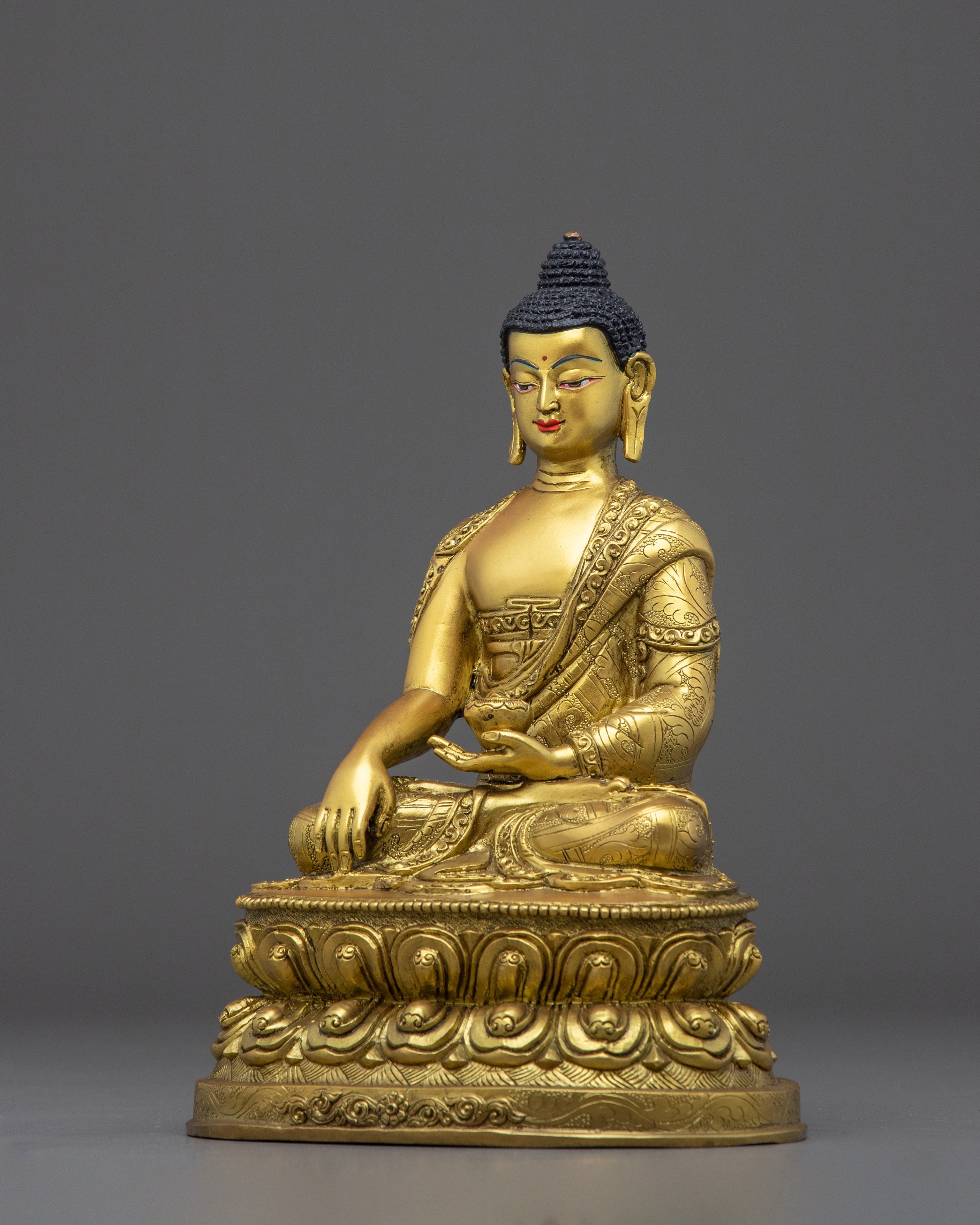 Golden Handmade Shakyamuni Buddha Sculpture | Historical Buddha