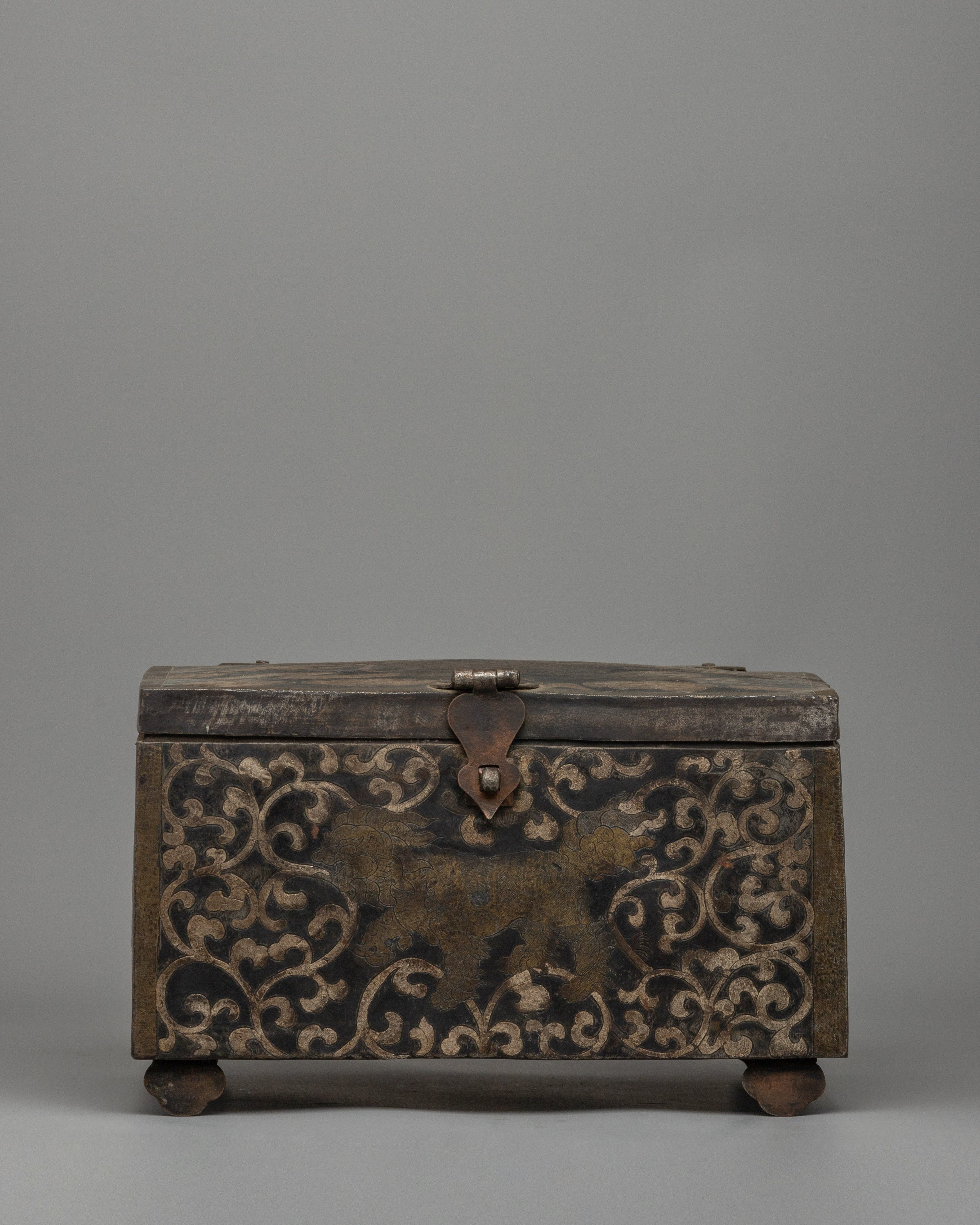 Traditional Iron Treasure Box with Copper