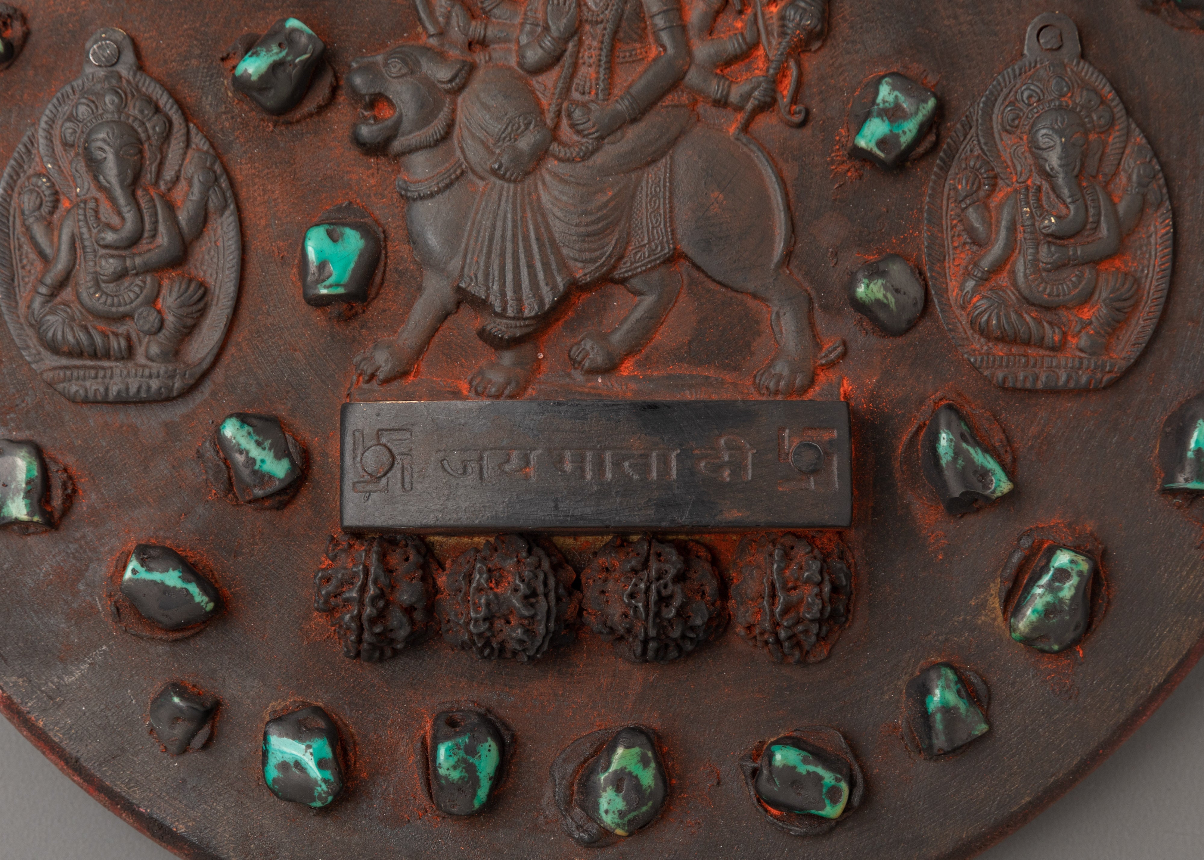 Goddess Durga Wall Hanging | Sacred Wooden Plaque for Protection