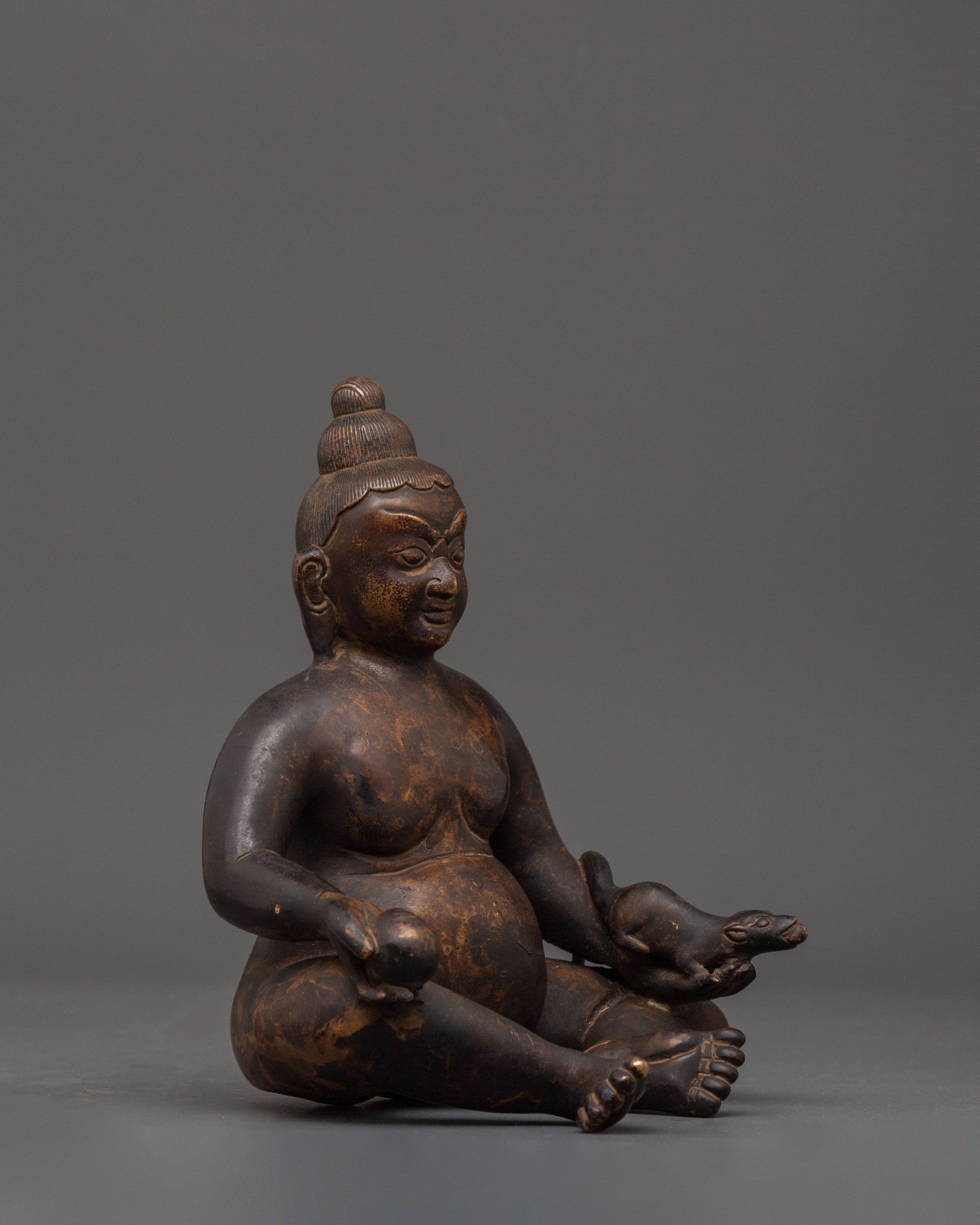 Black Dzambhala Oxidized Copper Statue | Symbol of  Abundance & Fortune