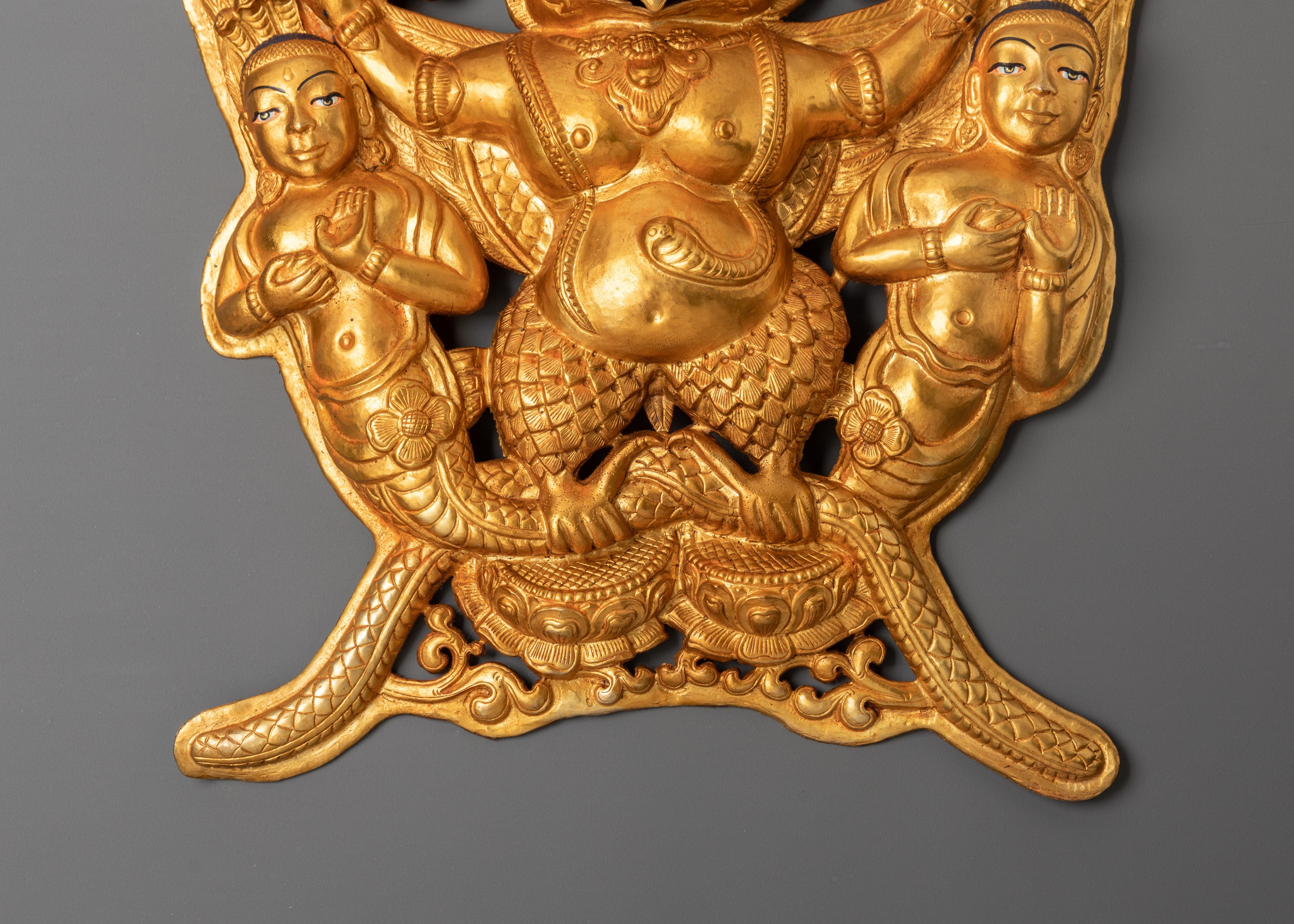 Garuda Gold Plated In Copper Wall Hanging | Sacred Buddhist Decor