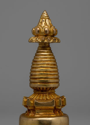 Gold-Plated Tibetan Buddhist Stupa | Enhancing Mindfulness and Spiritual Energy
