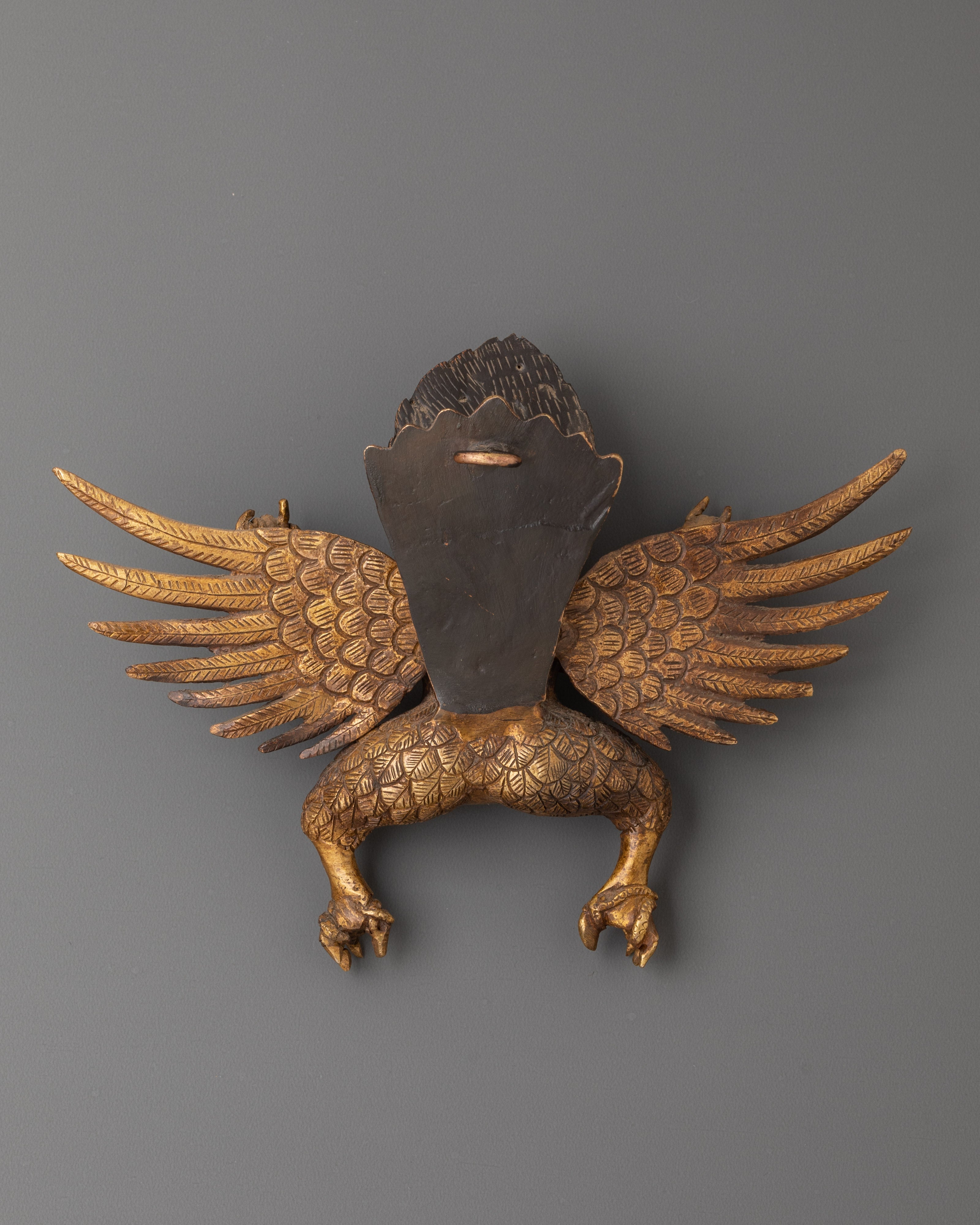 Sacred Garuda Decorative Wall Art | Gold-Plated Hindu Mythological Sculpture