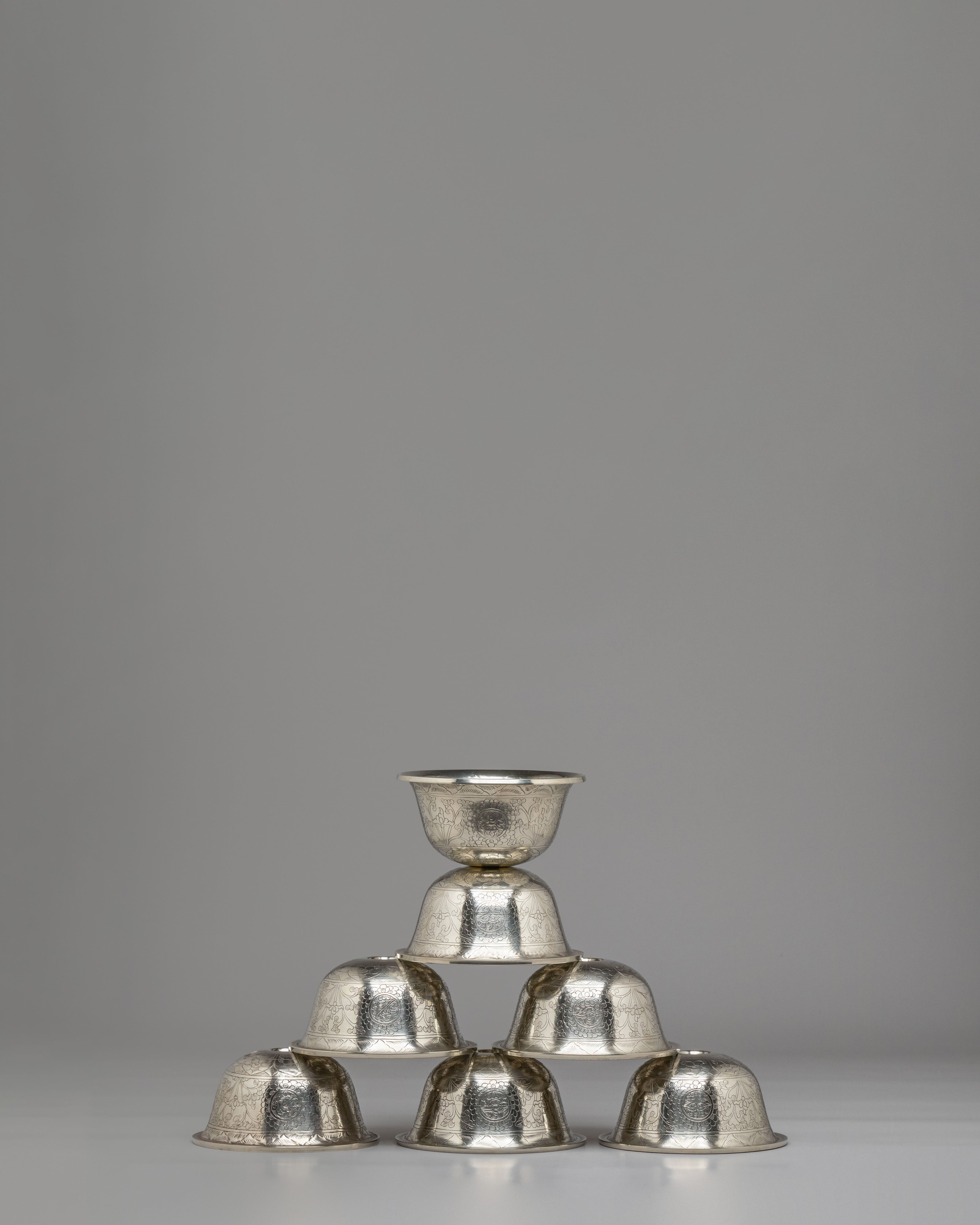 Sacred Ceremonial Offering Bowl Set | Traditional Buddhist Bowls