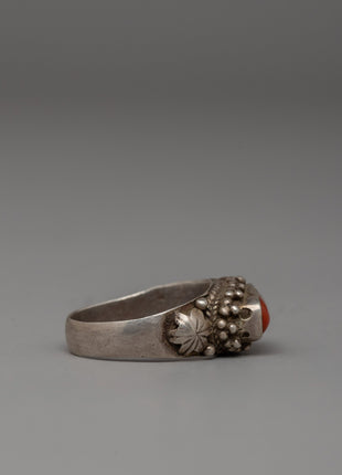 Handcrafted Silver Coral Ring | Original Coral Stone Ring