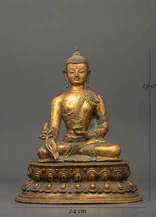 Medicine Buddha Sculpture | Gold Plating Healing Buddha