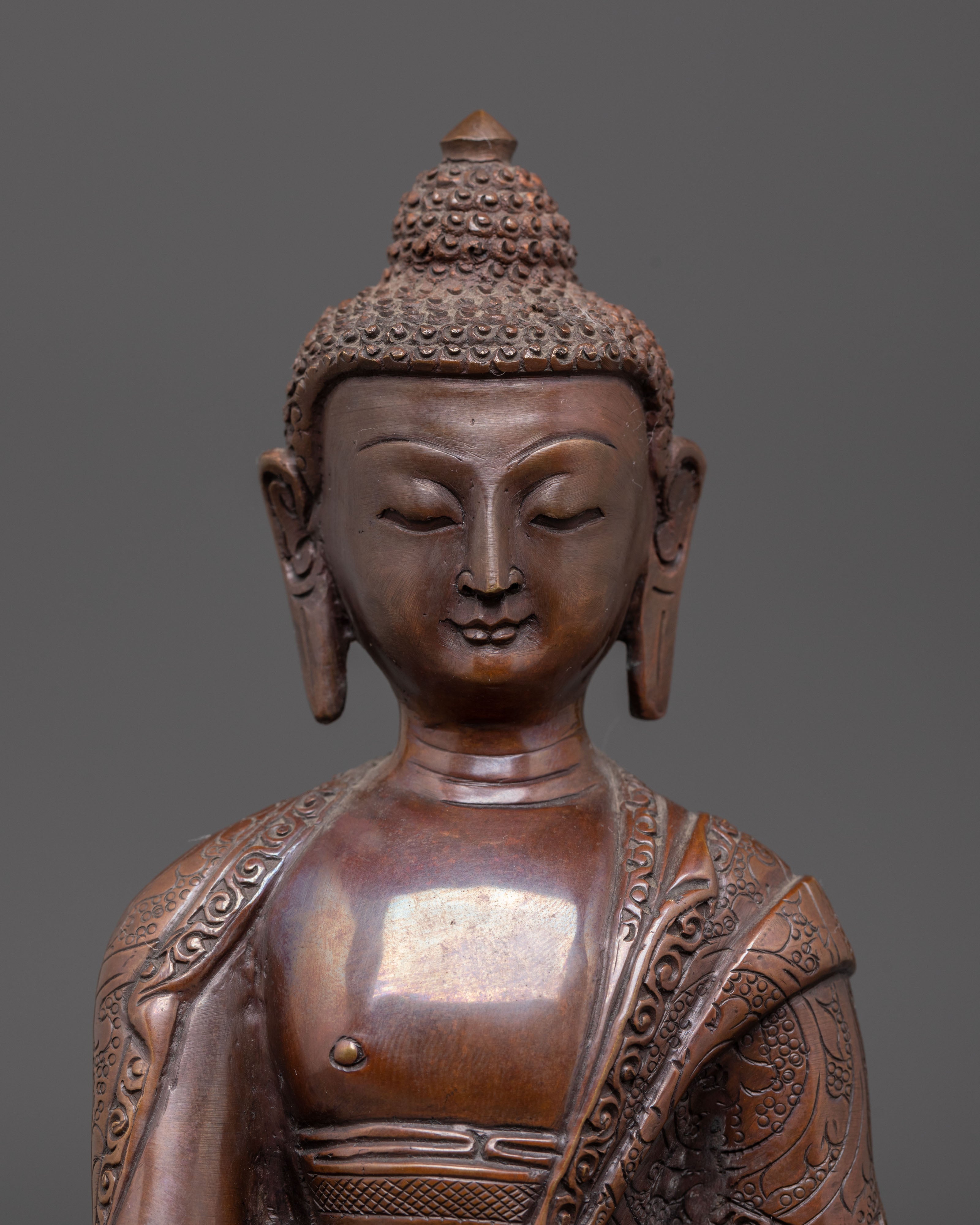 Handcrafted Tibetan Oxidized Shakyamuni Buddha Copper Art