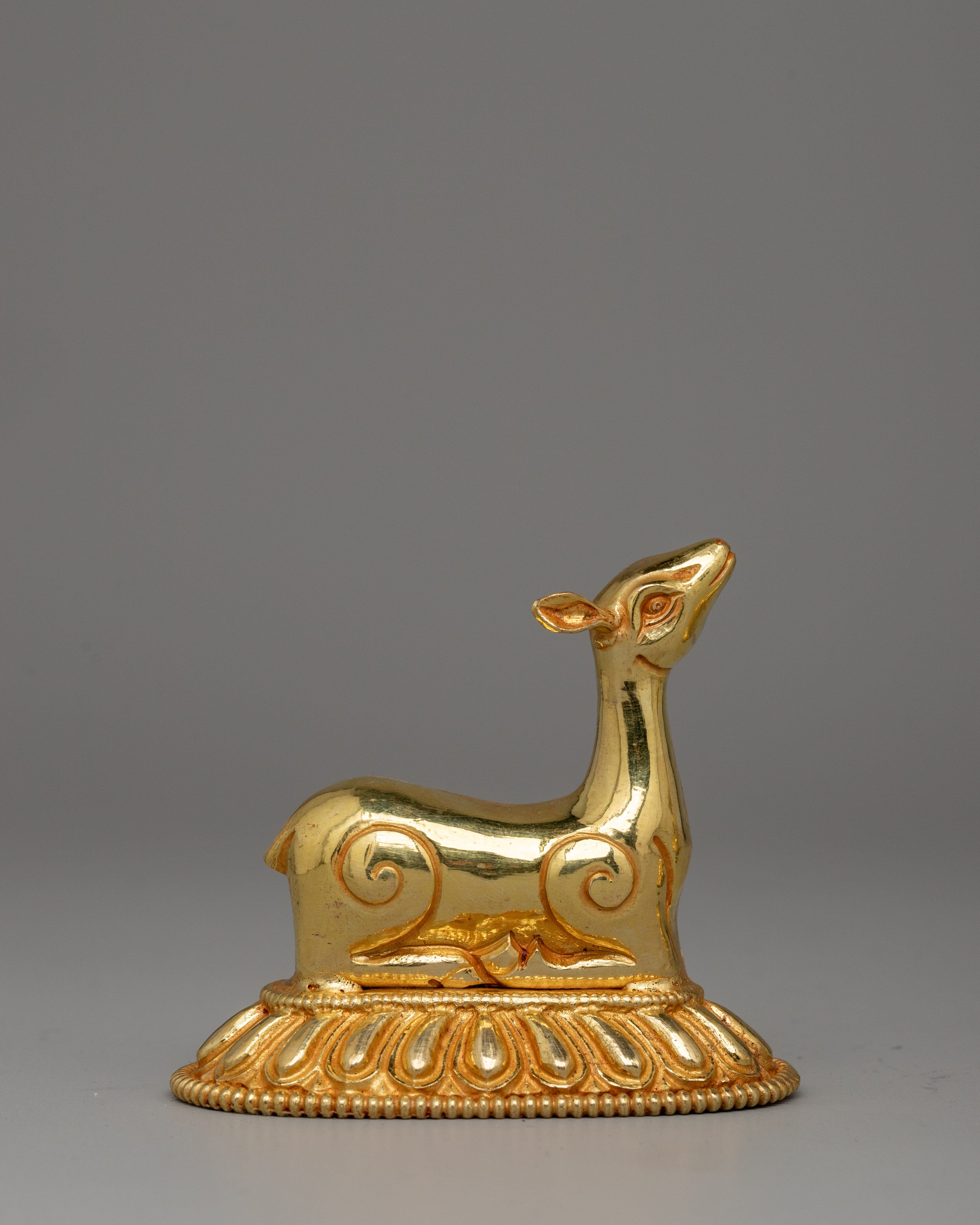 Dharma Wheel and Pair Of Deer | Traditional Buddhist Decor for Peaceful Spaces