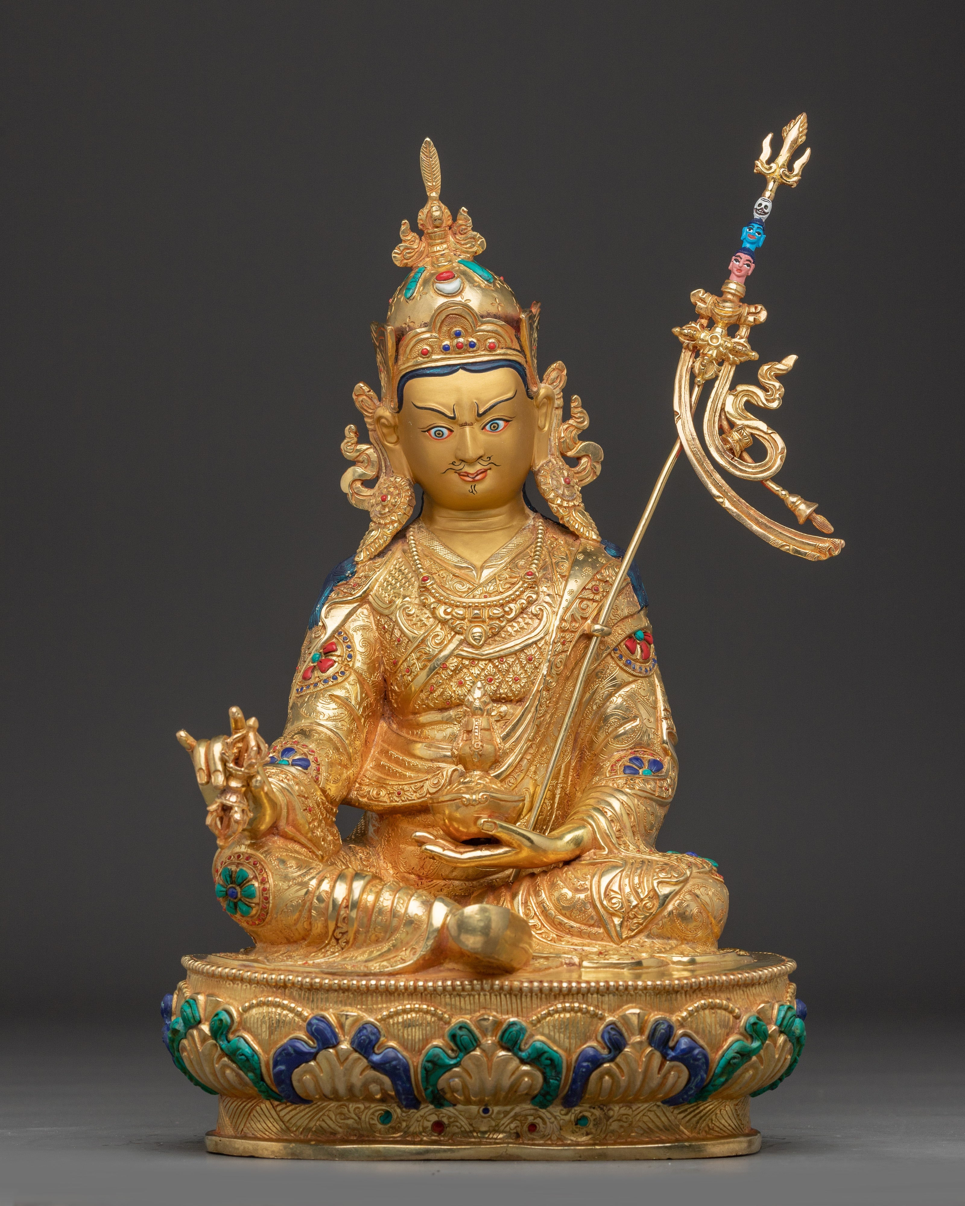 Guru Rinpoche Statue with Gemstones