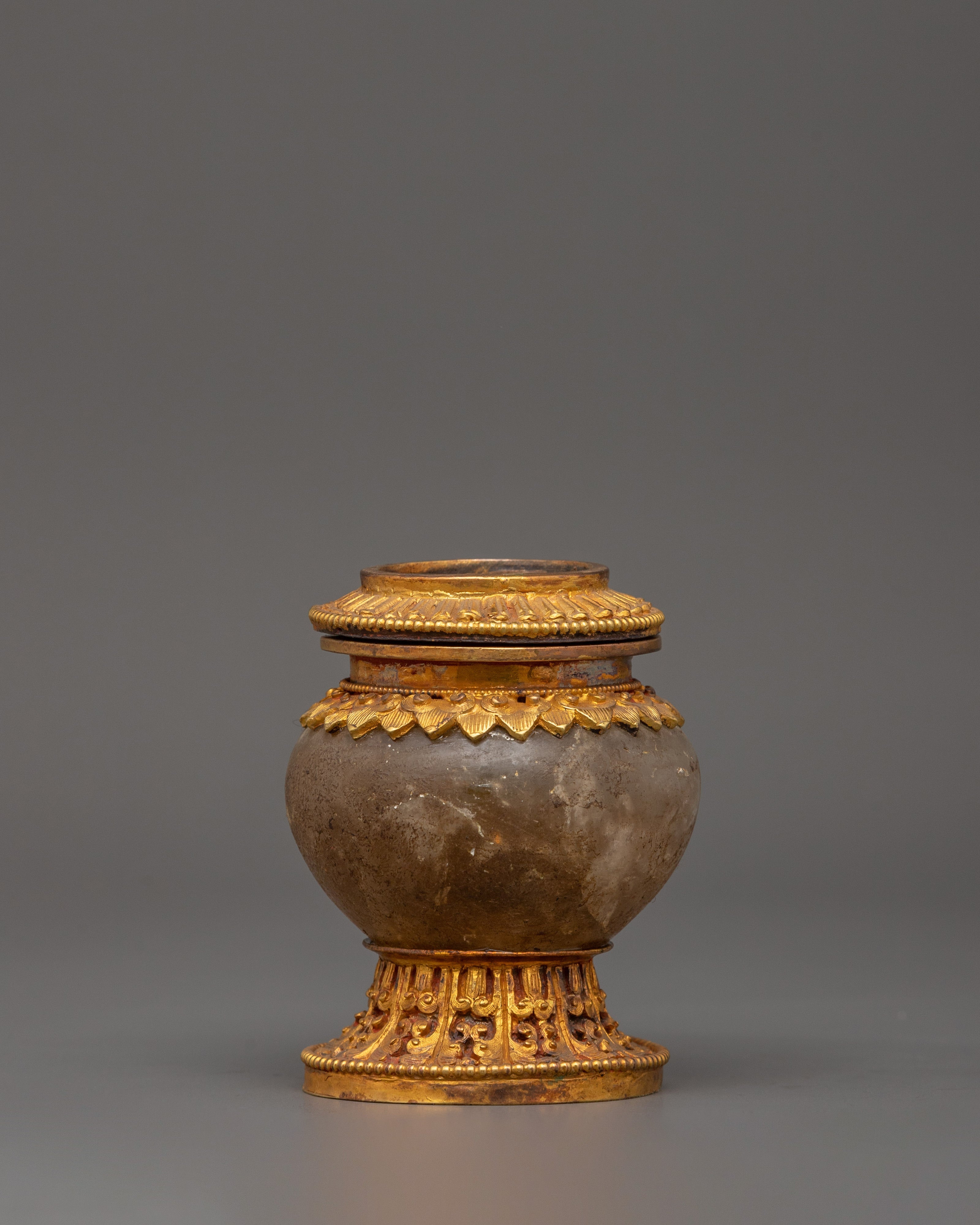 Gold-Plated Crystal Rice Pot | Buddhist Decor
