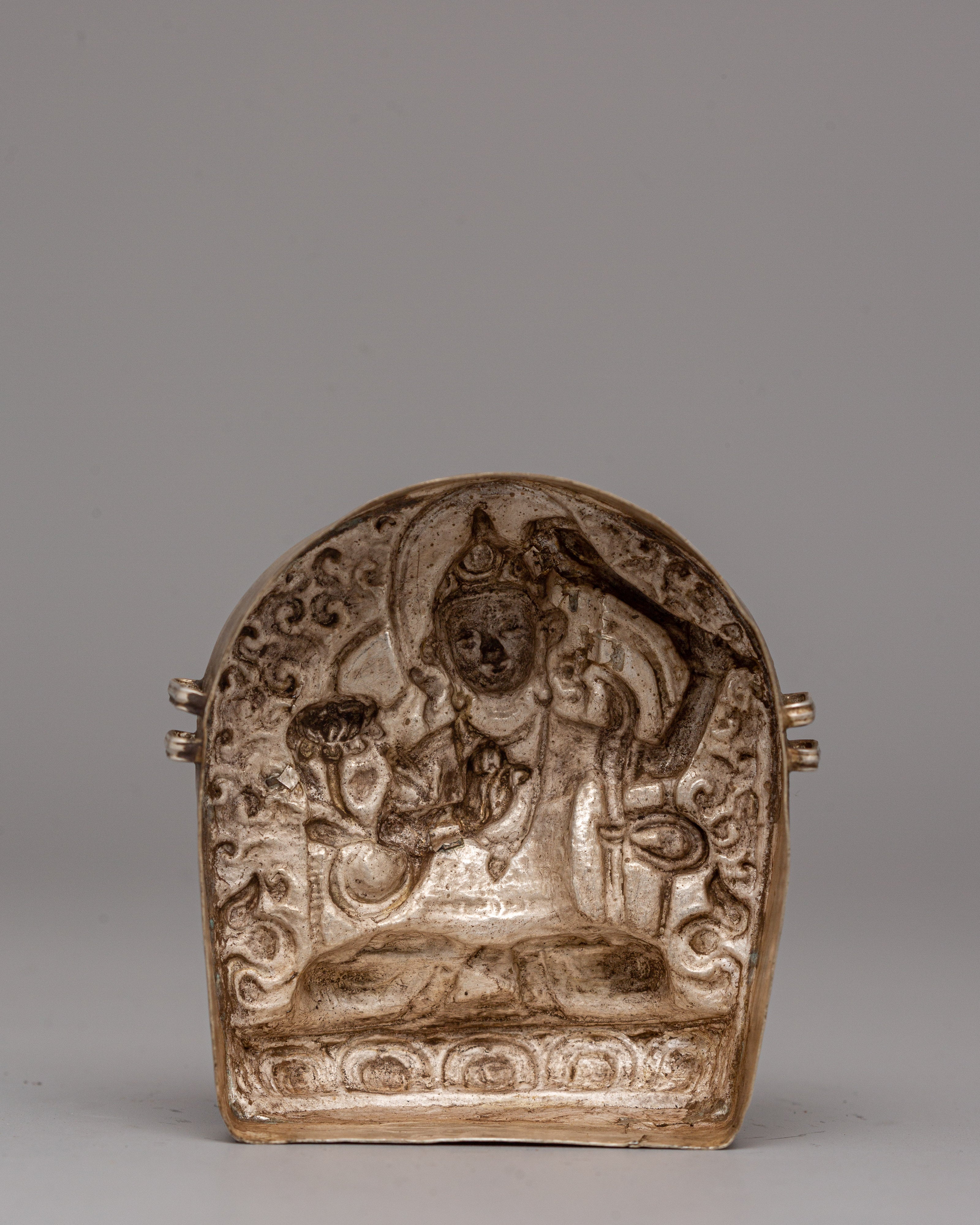Manjushri Buddha Ghau Box in Silver | Wisdom and Enlightenment