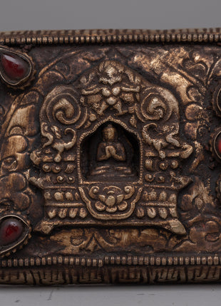 Handcrafted Gold-Plated Tibetan Book Cover | Buddhist Sacred Text Decor
