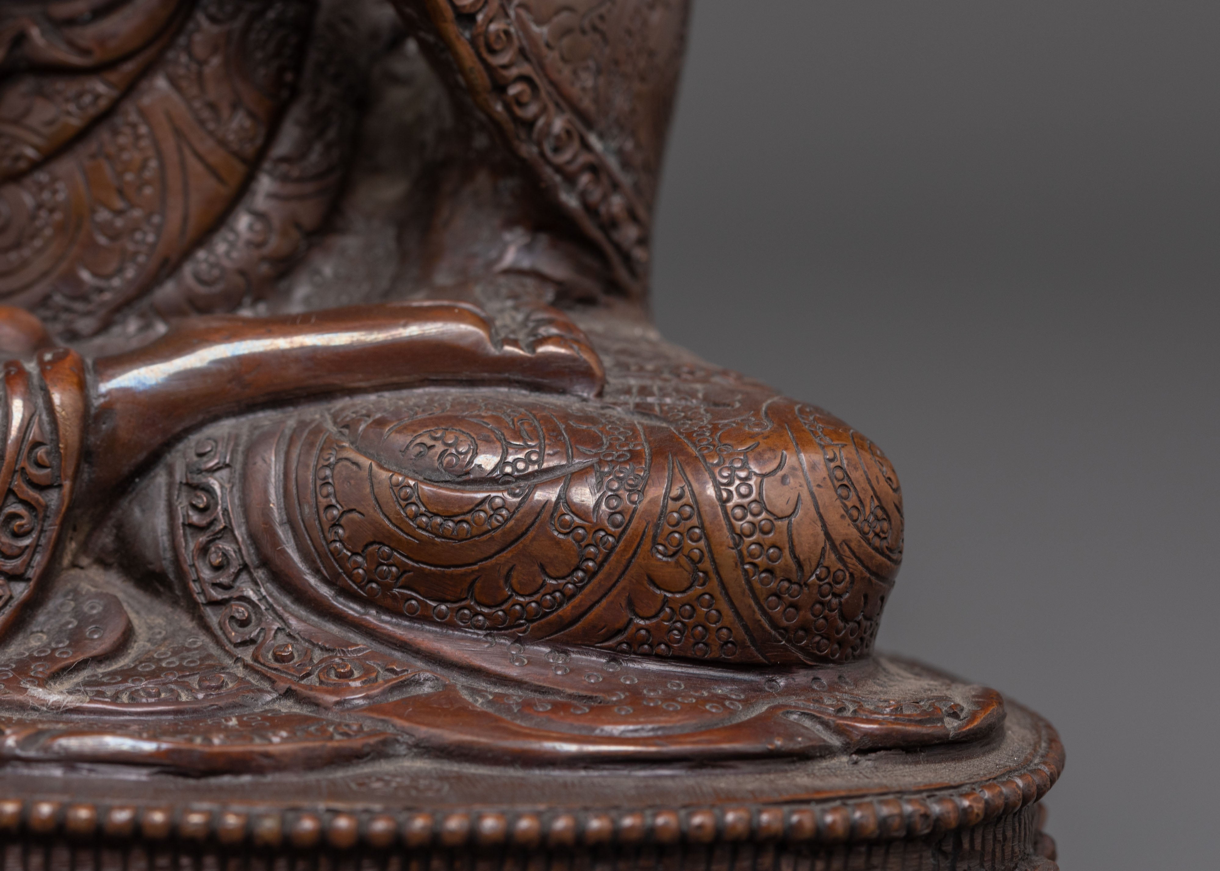 Oxidized Copper Handmade Vairocana Sculpture: Cosmic Buddha