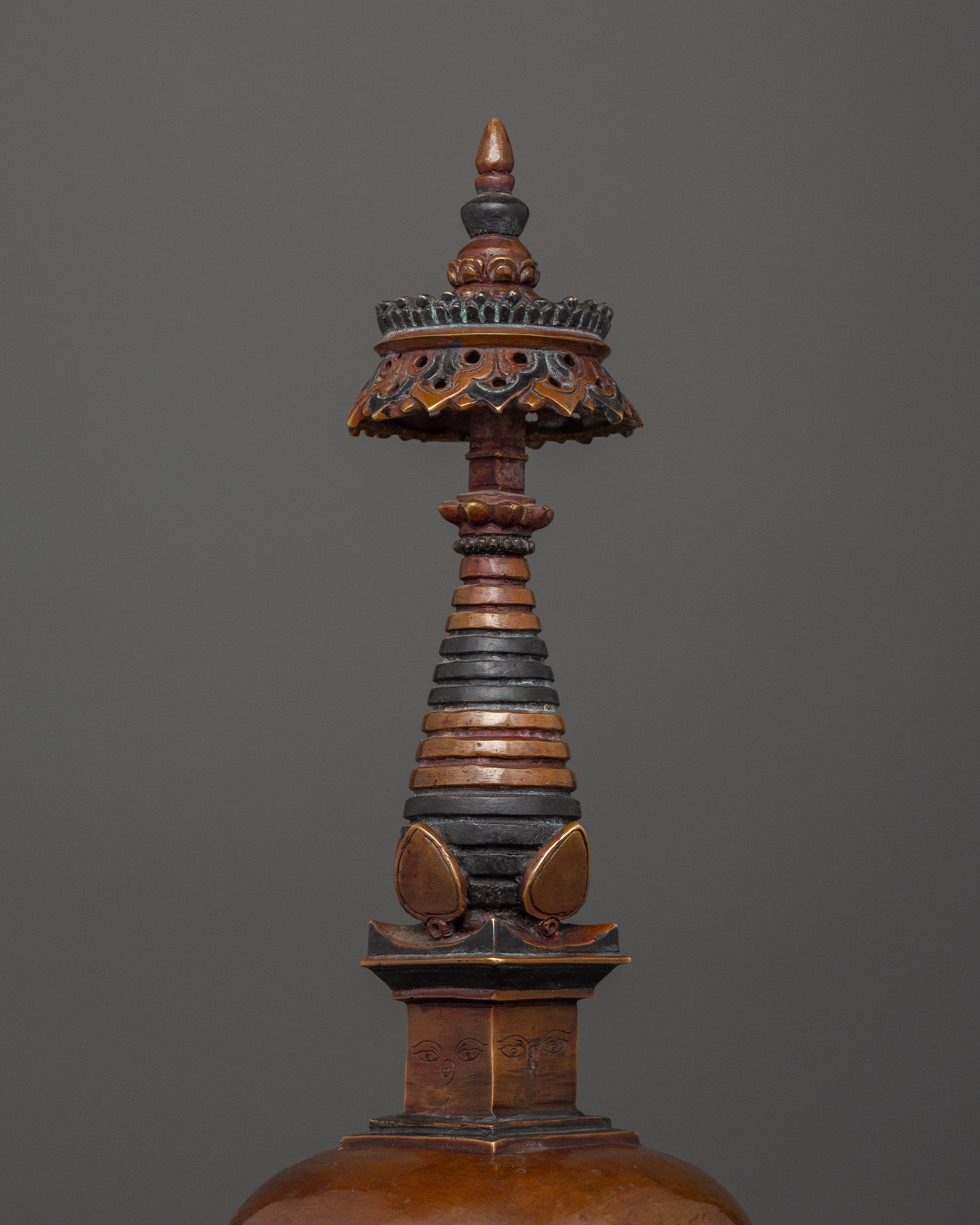 Copper Oxidized Stupa | Sacred Tibetan Shrine of Enlightenment