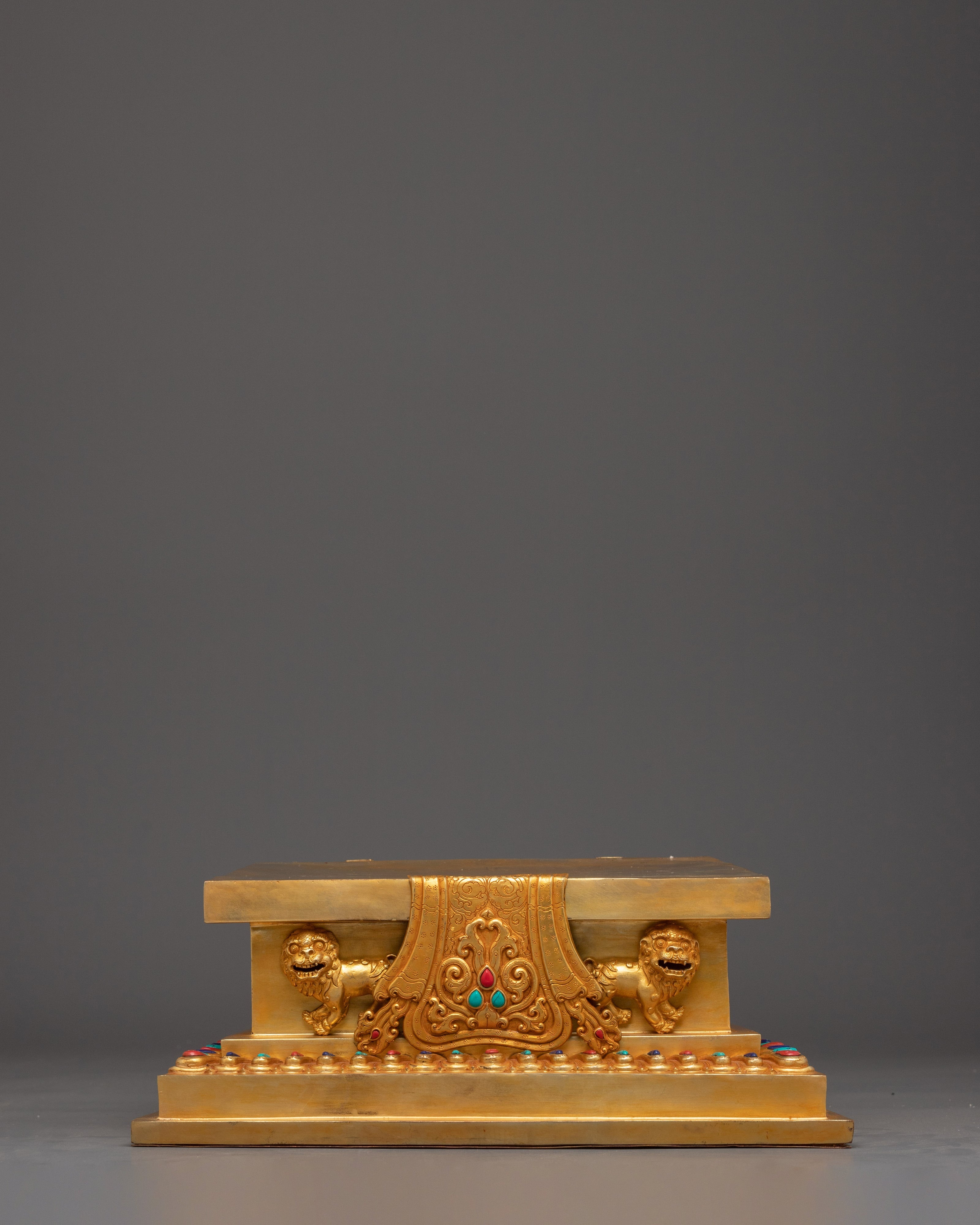Traditional Tibetan Throne | Turquoise & Coral Inlay