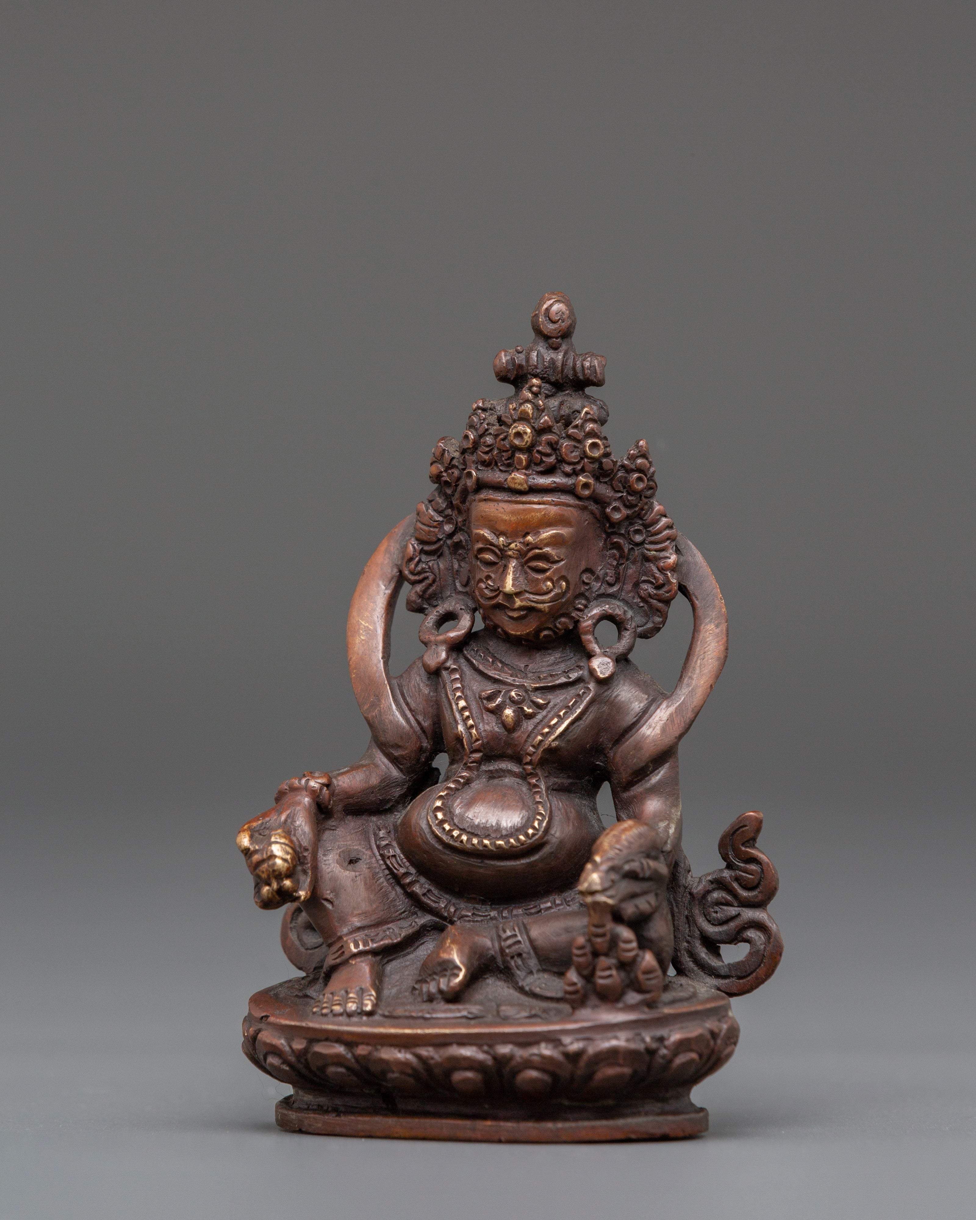 Handmade Statue of Buddhist Kubera | Oxidized Copper Wealth Deity Idol