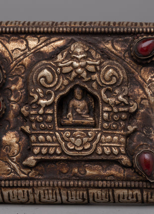 Handcrafted Gold-Plated Tibetan Book Cover | Buddhist Sacred Text Decor