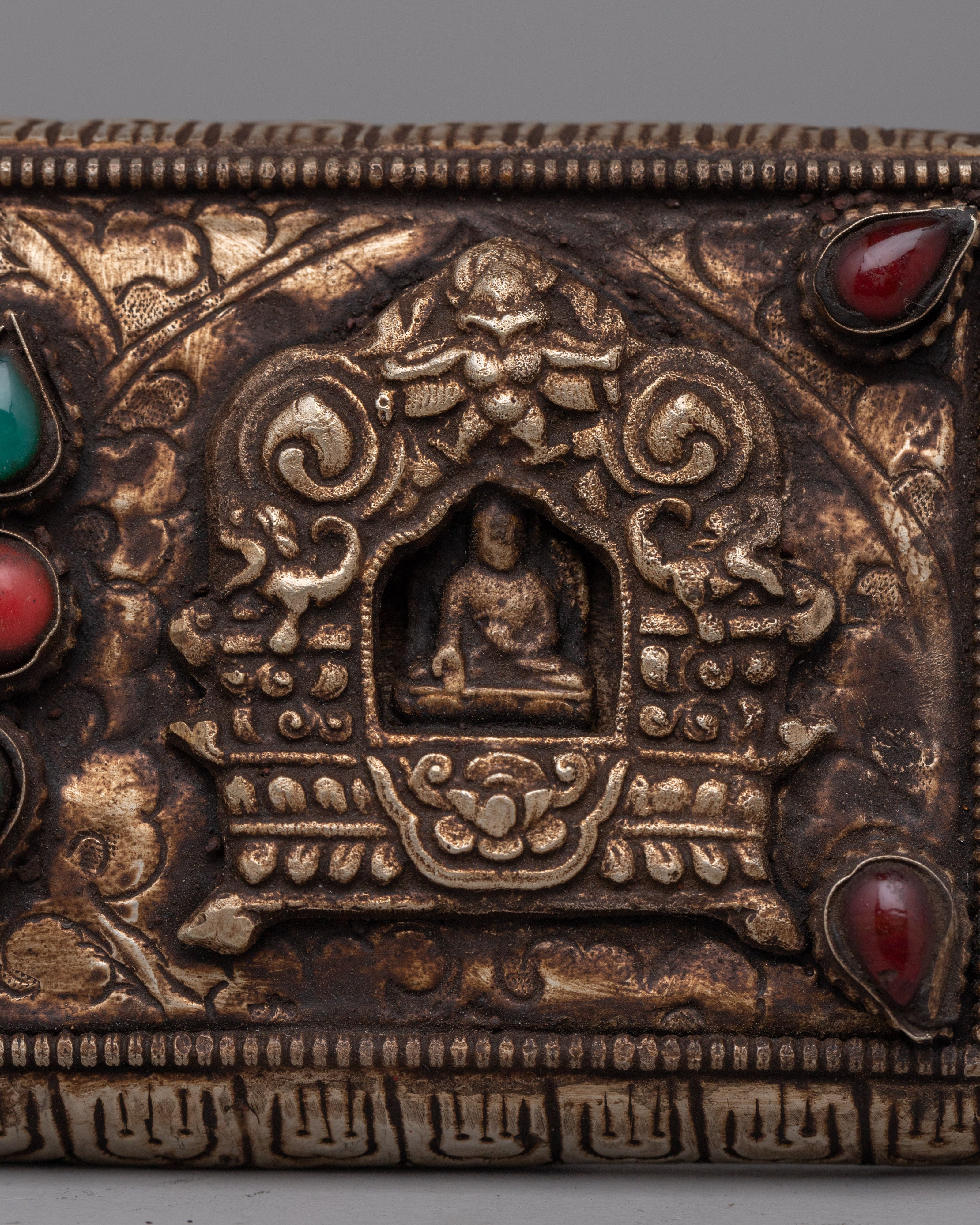 Handcrafted Gold-Plated Tibetan Book Cover | Buddhist Sacred Text Decor