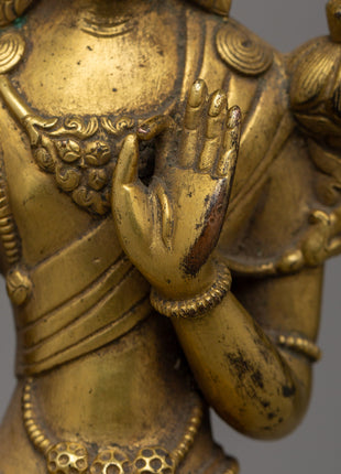 Mongolian Antique Lokeshwor Statue | Sacred Avalokiteshvara Bodhisattva for Meditation