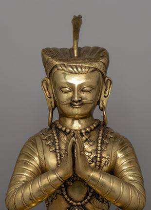 Malla King and Queen Brass Sculpture Set | Bhaktapur Royal Figures